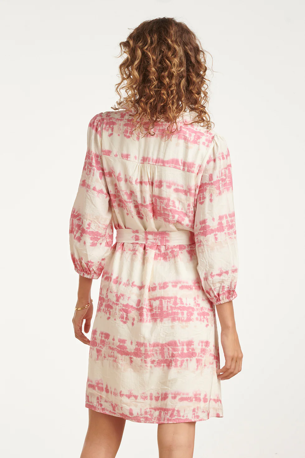 Damesjurk Met Roze Tie-Dye Print | Old Pink - Sand - Image 6