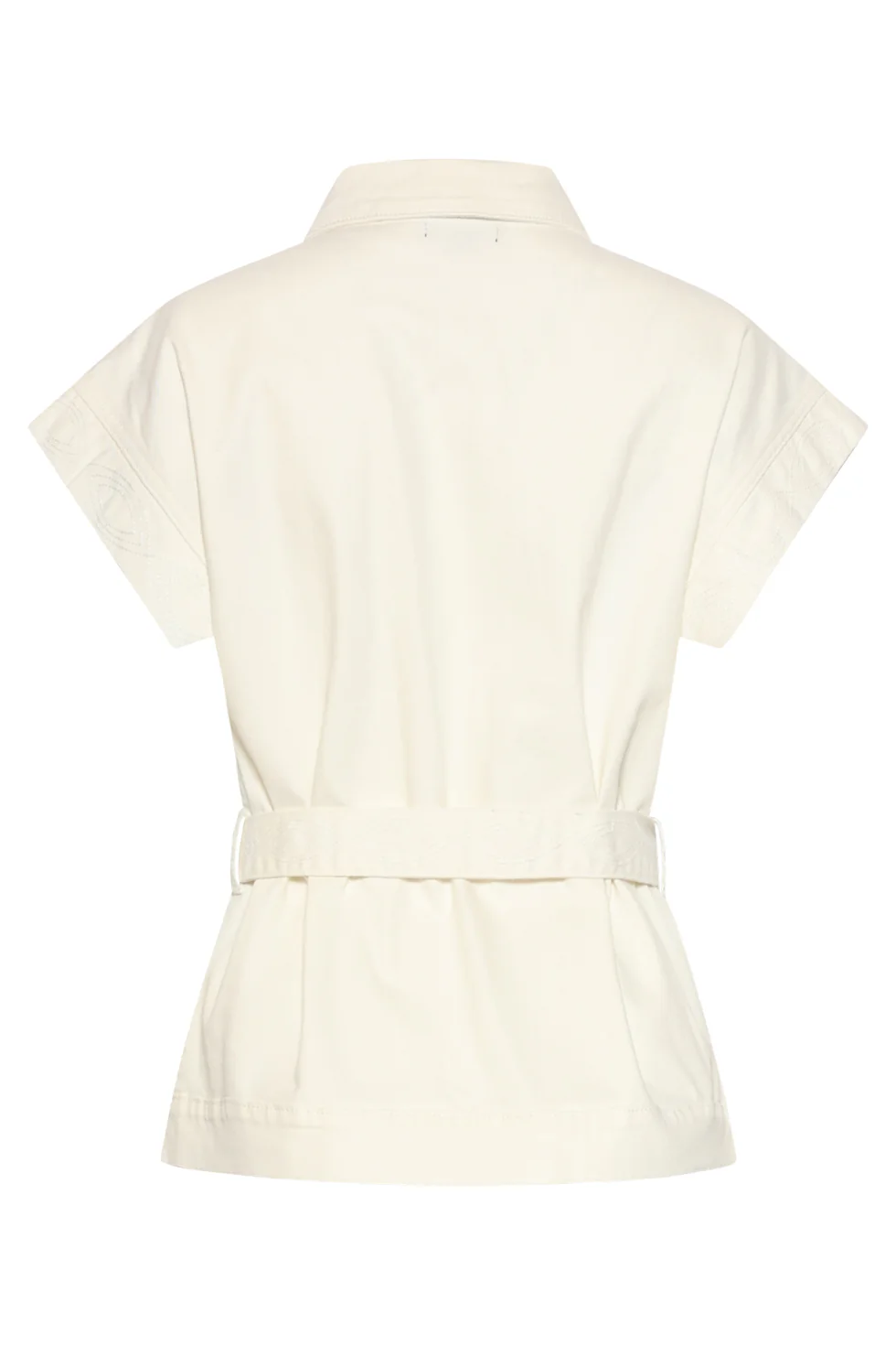 Denim Gilet Met Knoopsluiting En Kapmouwen | White - Image 13