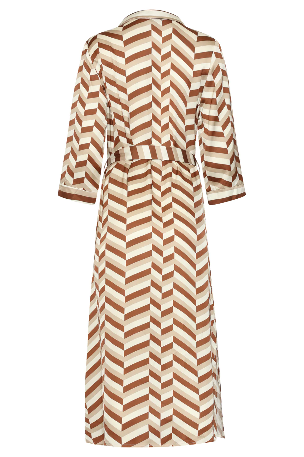 Doorknoopjurk Met Bruine Chevron Print | Brown - Dark Sand - Image 8