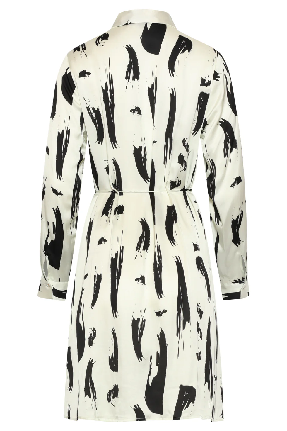Doorknoopjurk Met Zwart-Witte Abstracte Print | Off White - Black - Image 7