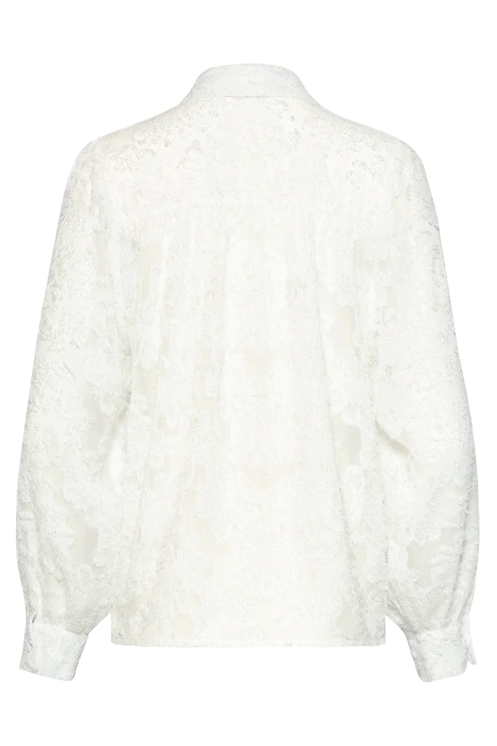 Elegante Doorschijnende Blouse Met Reliëf Print | White - Image 7