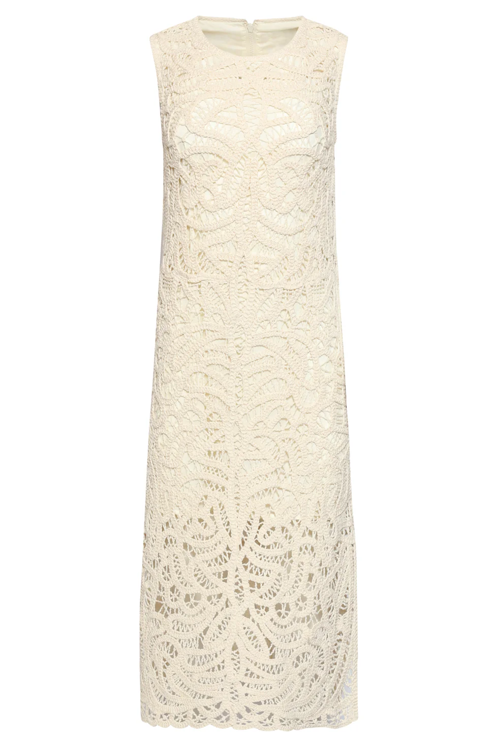 Elegante Gehaakte Jurk Met Bloemenprint In Off-White | Off White - Image 2