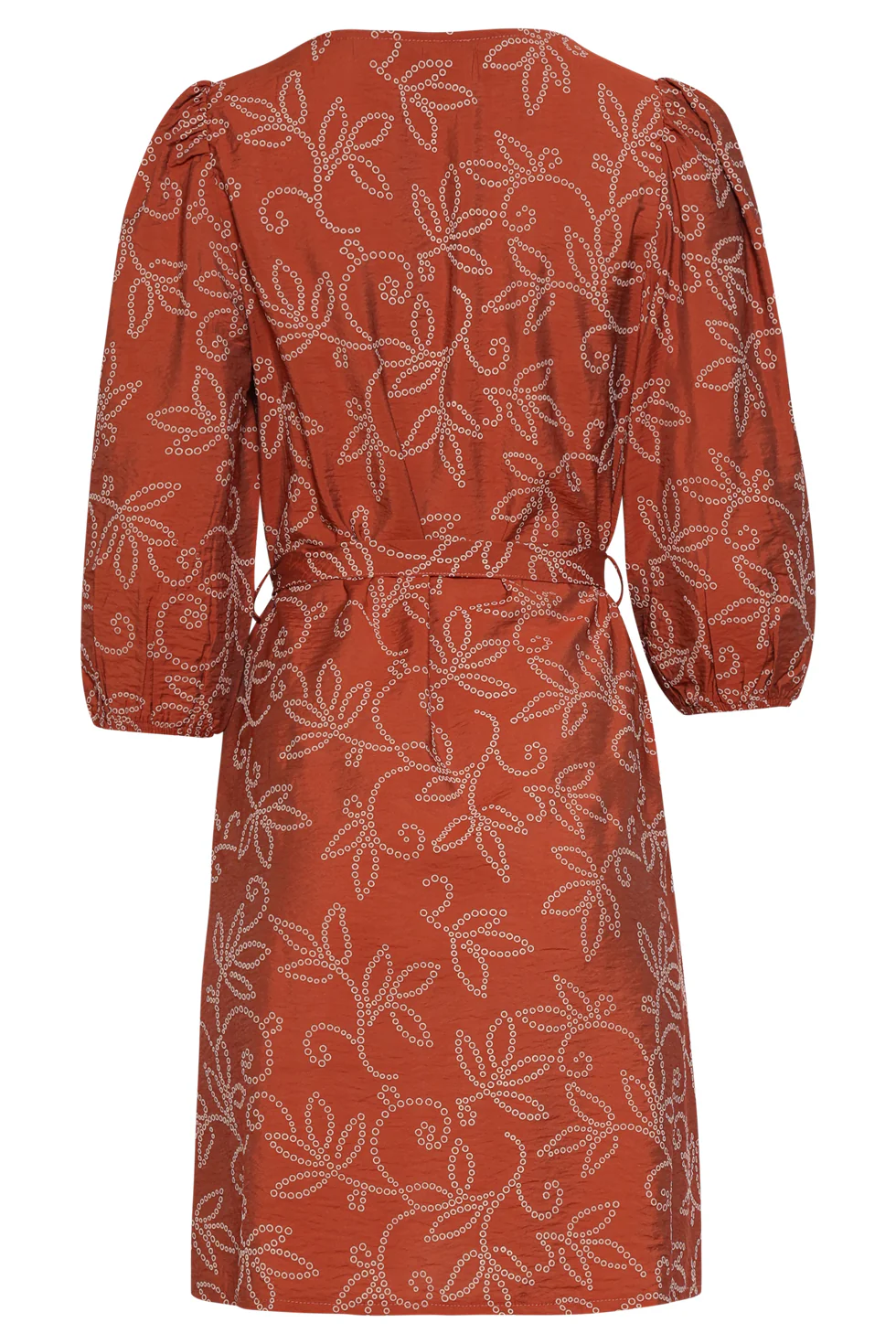 Elegante Jurk Met Verfijnde Bloem Print En Tailleceintuur | Brique - Image 13