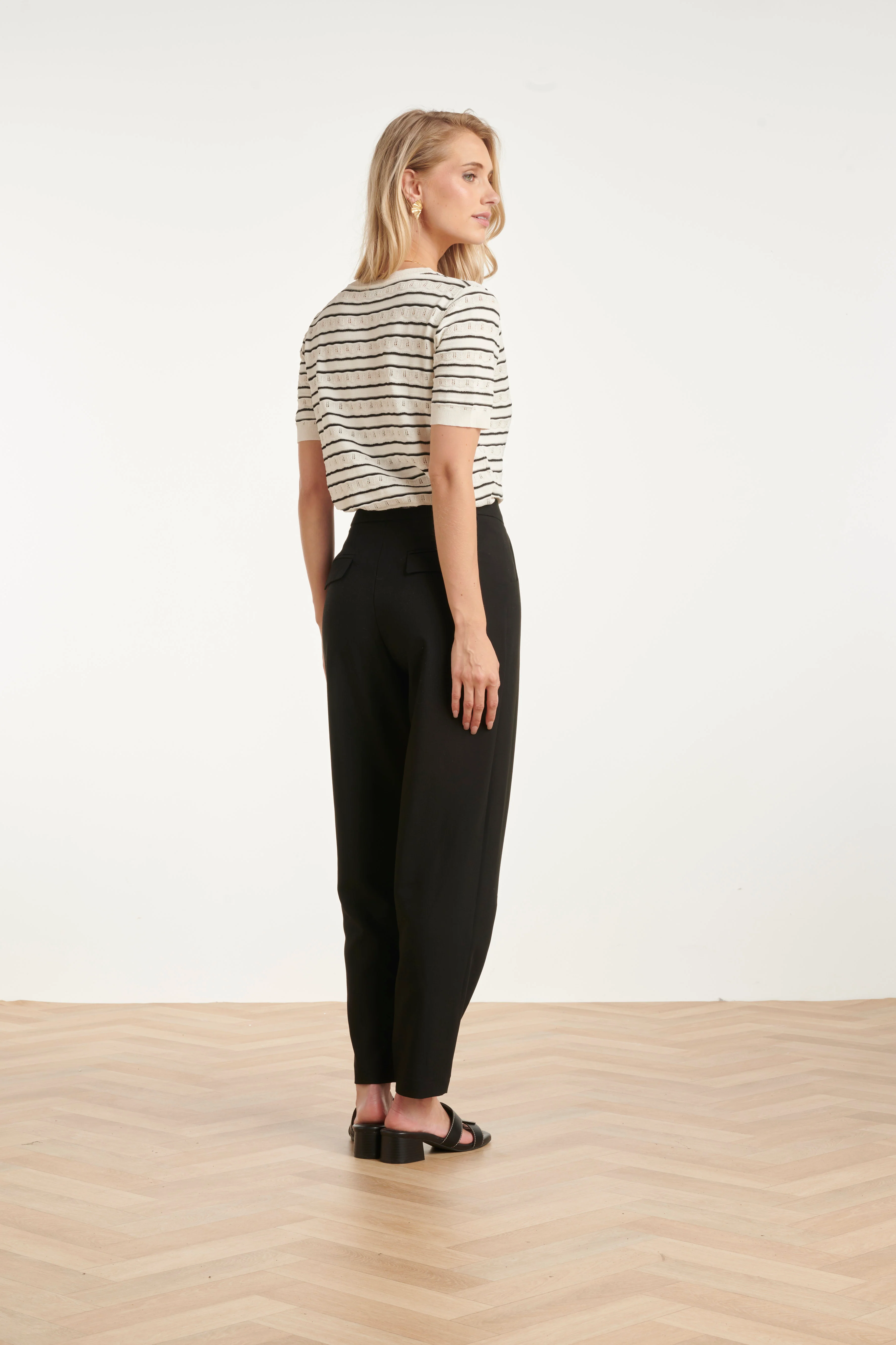 Elegante Pantalon Met Plooi En Hoge Taille | Black - Image 5