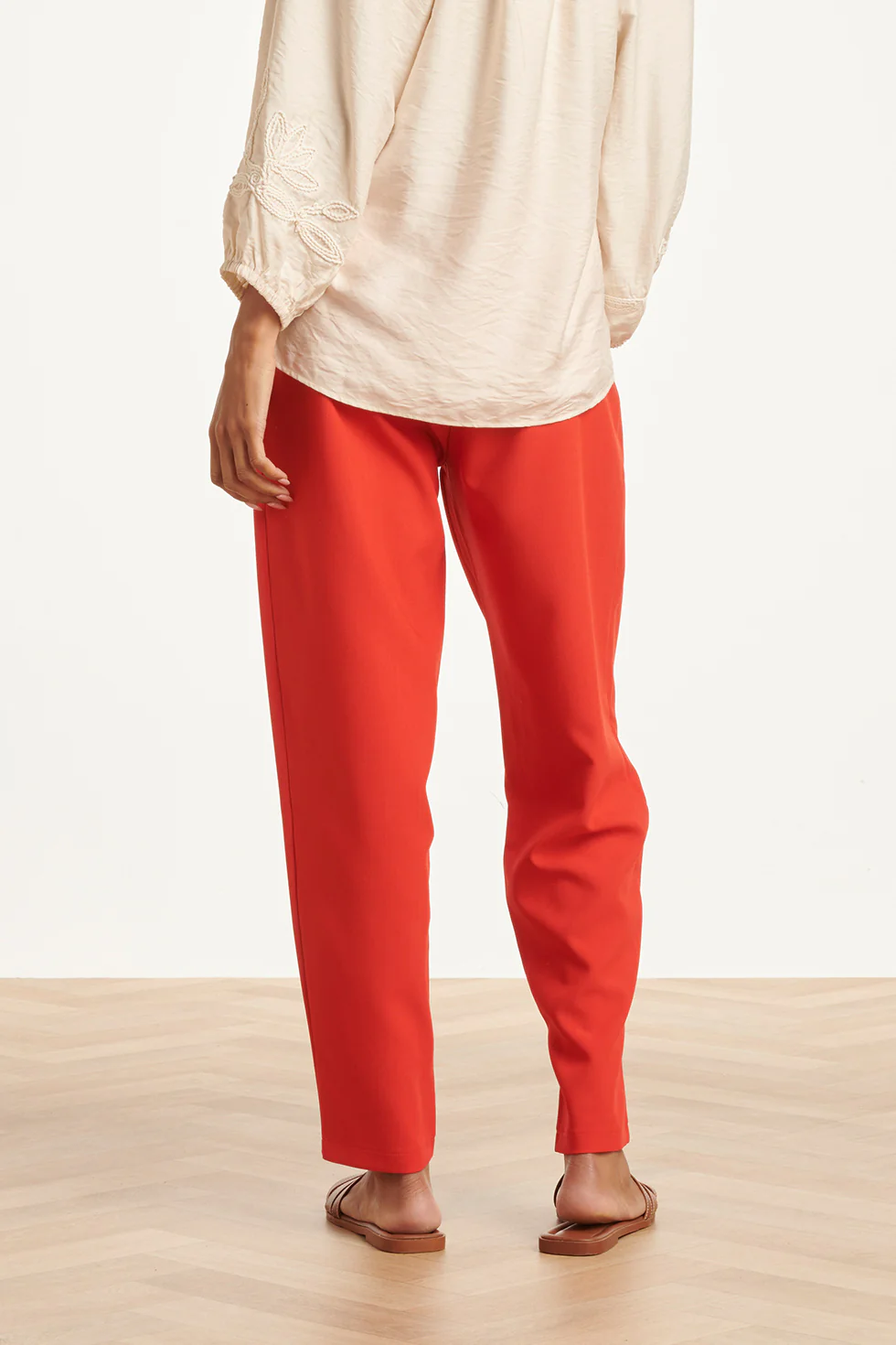 Elegante Pantalon Met Plooi En Hoge Taille | Red - Image 6