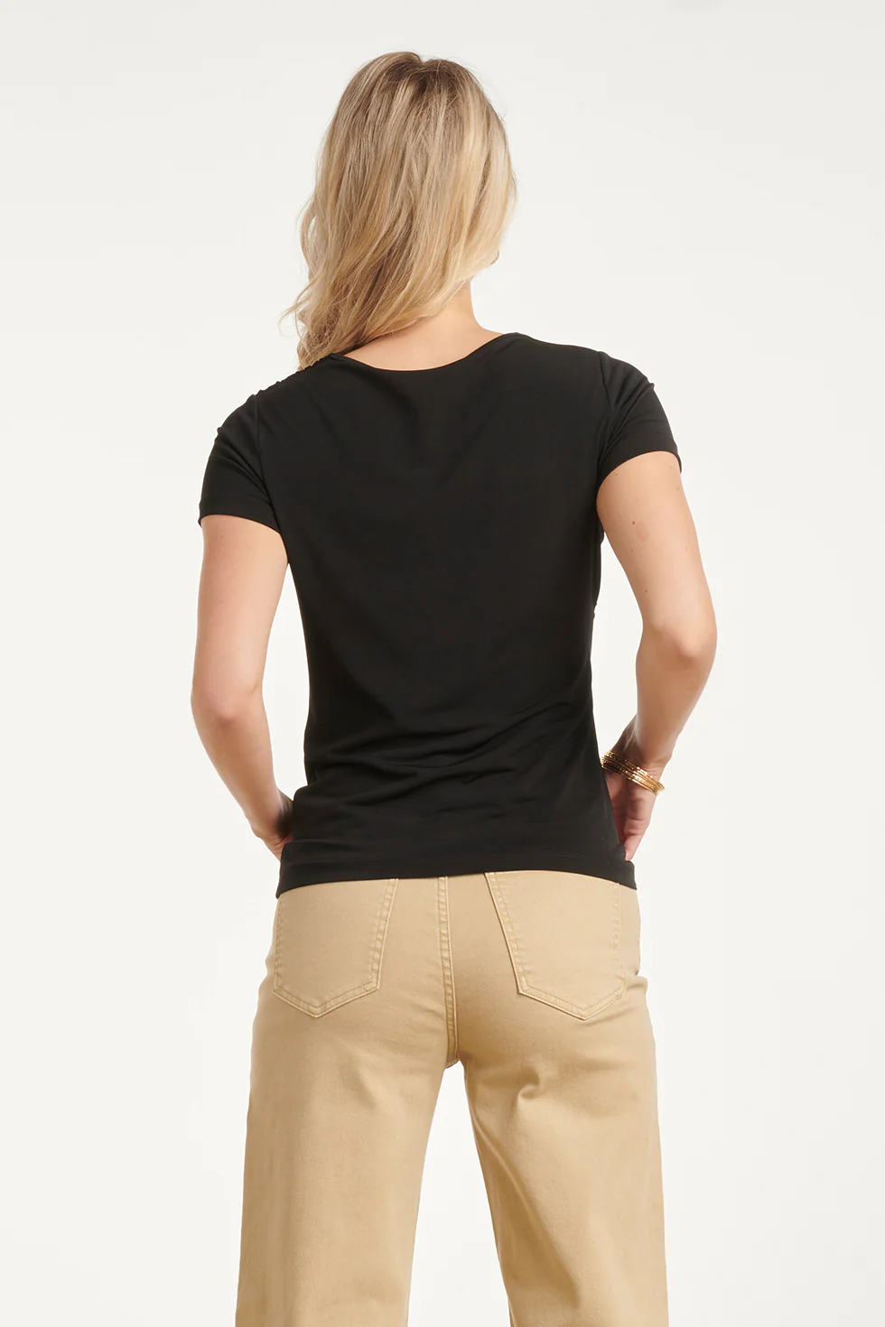 Elegante Stretch Top Met Gedrapeerde Halslijn | Black - Image 12
