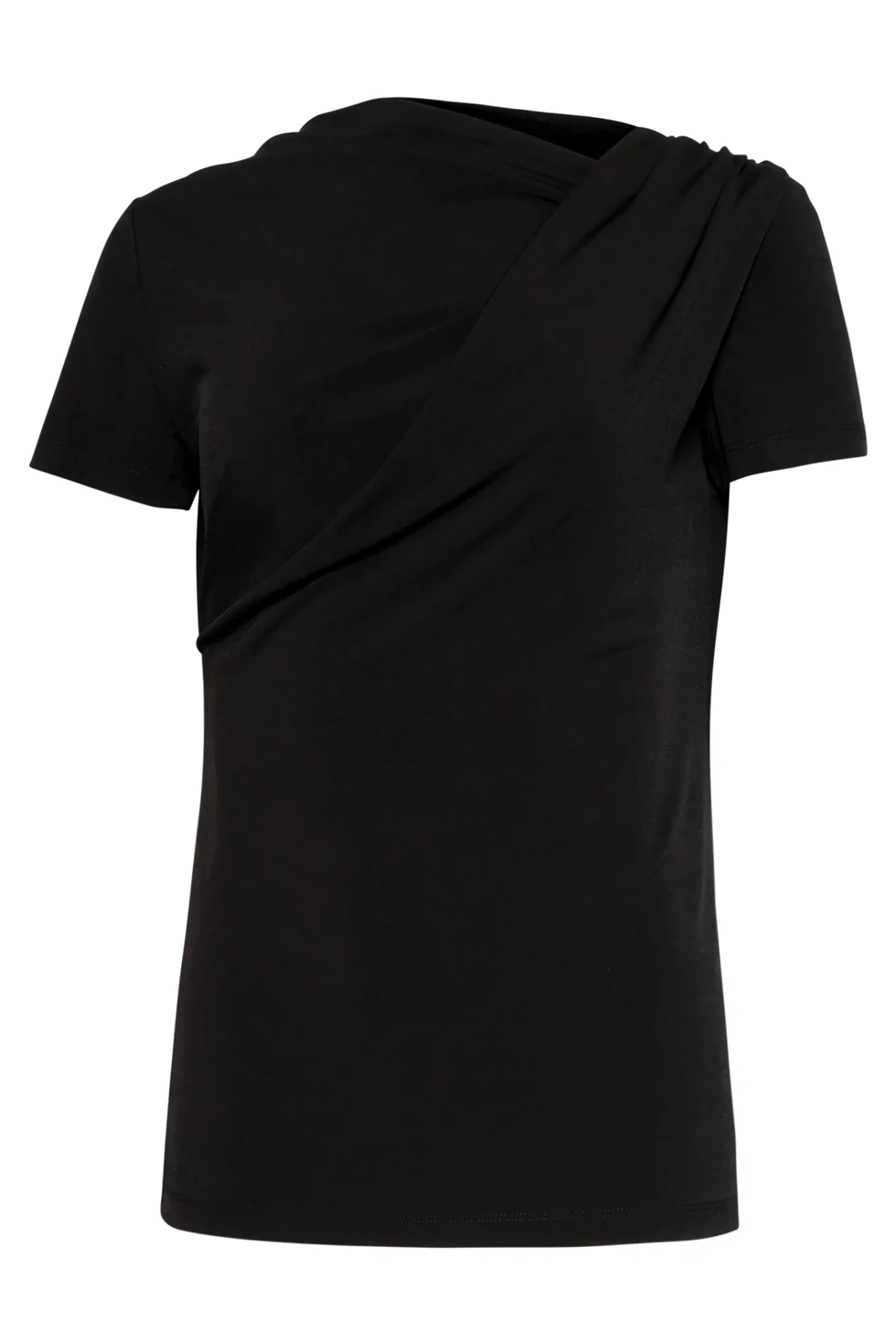 Elegante Stretch Top Met Gedrapeerde Halslijn | Black - Image 4