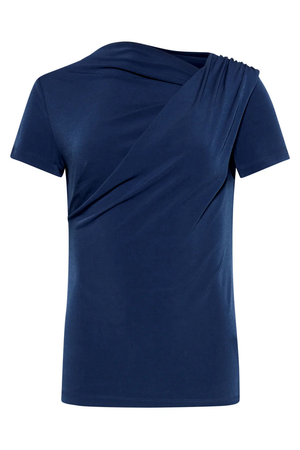 Elegante Stretch Top Met Gedrapeerde Halslijn | Navy - Image 4