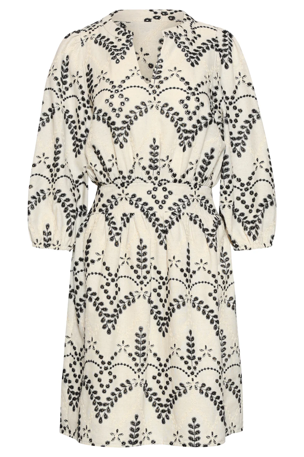 Elegante Taillejurk Met Rijk Geborduurde Print | Sand - Black - Image 2