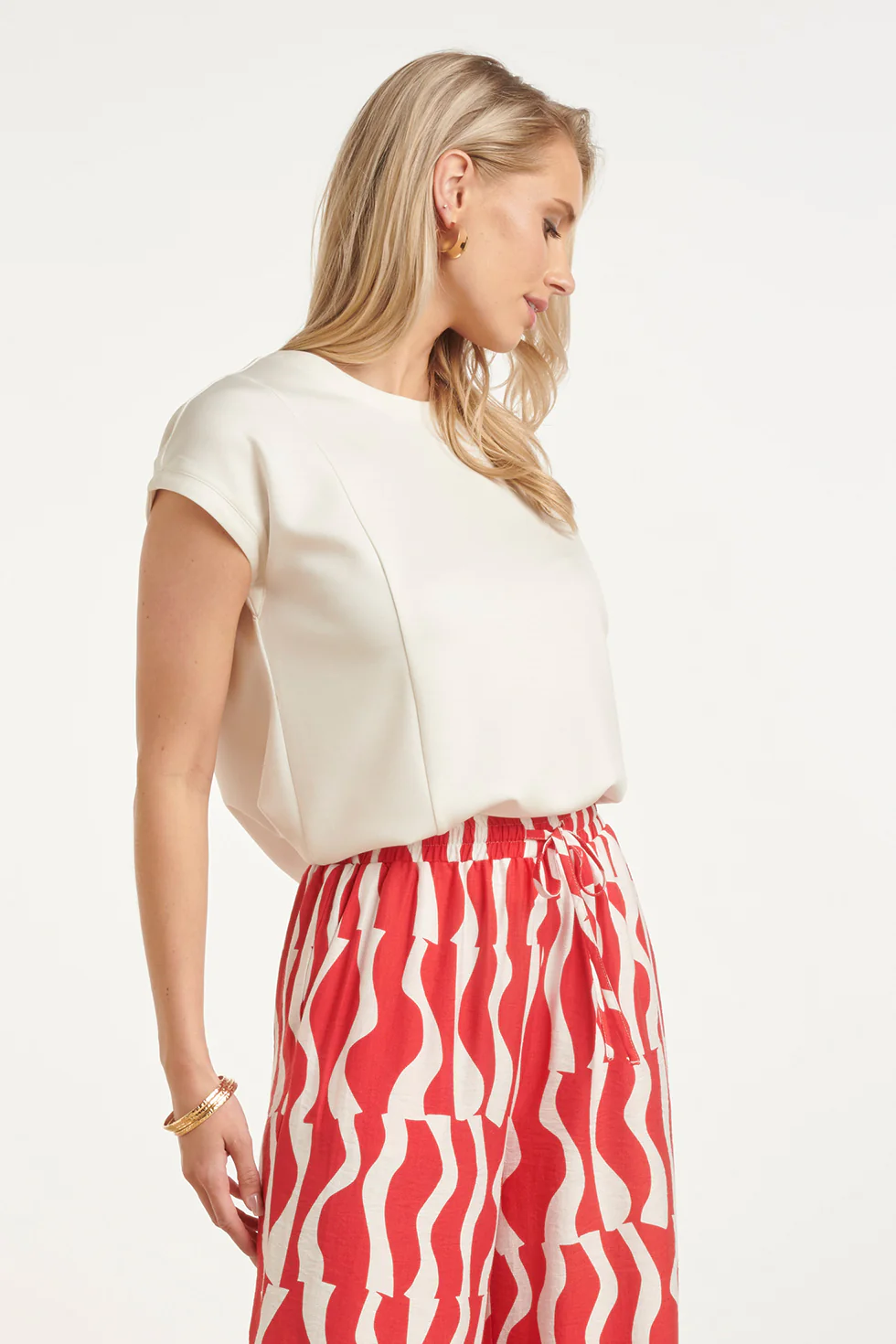 Elegante Witte Top Met Kapmouwtjes | Off White - Image 4