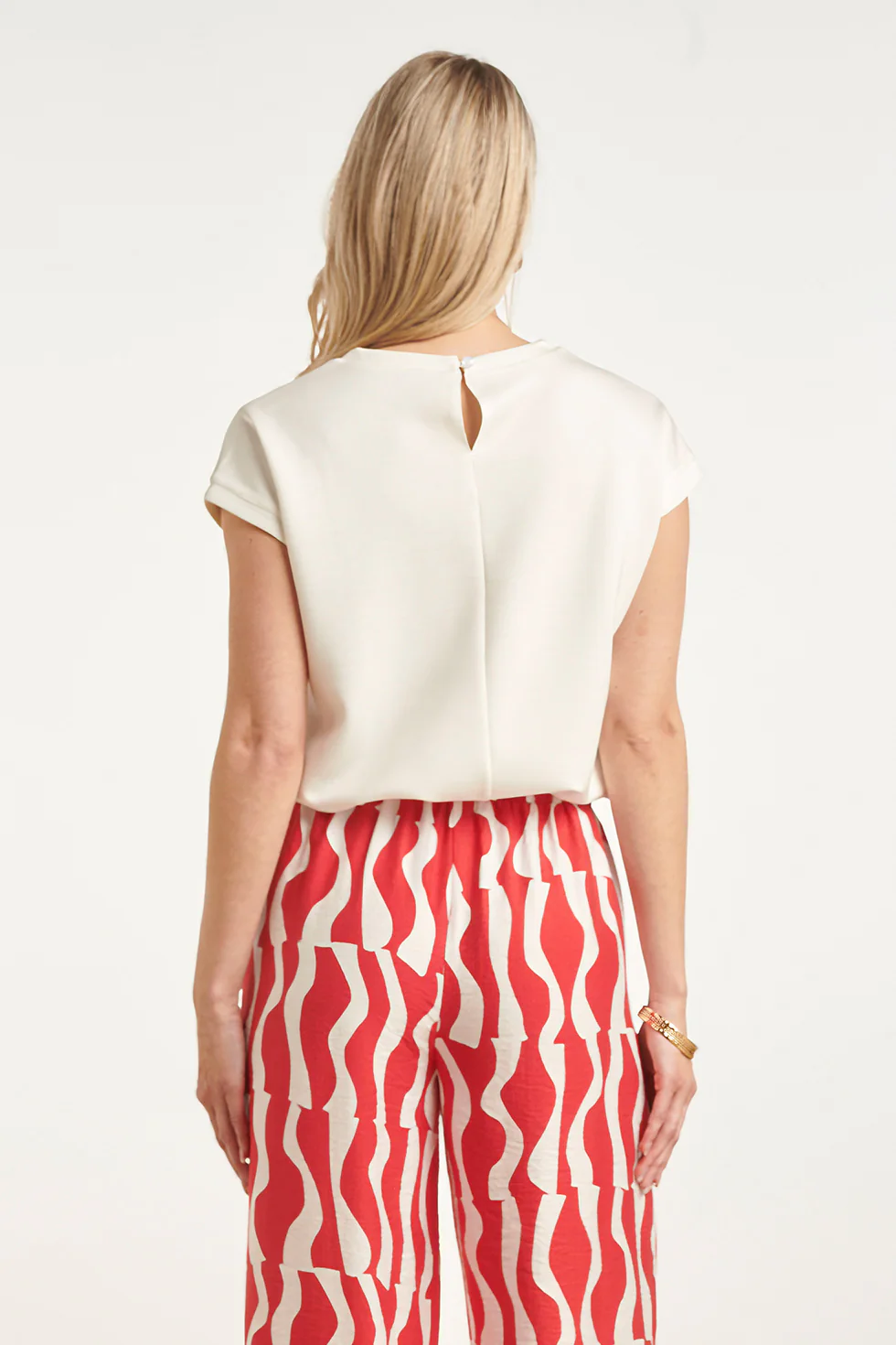 Elegante Witte Top Met Kapmouwtjes | Off White - Image 6