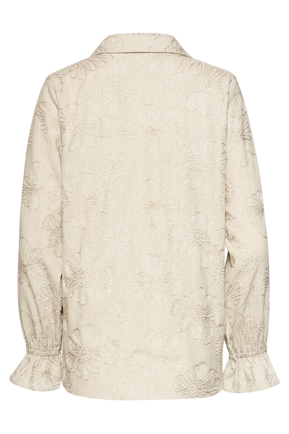 Elegante Zandkleurige Blouse Met Bloemenprint En Ruches | Sand - Gold - Image 7