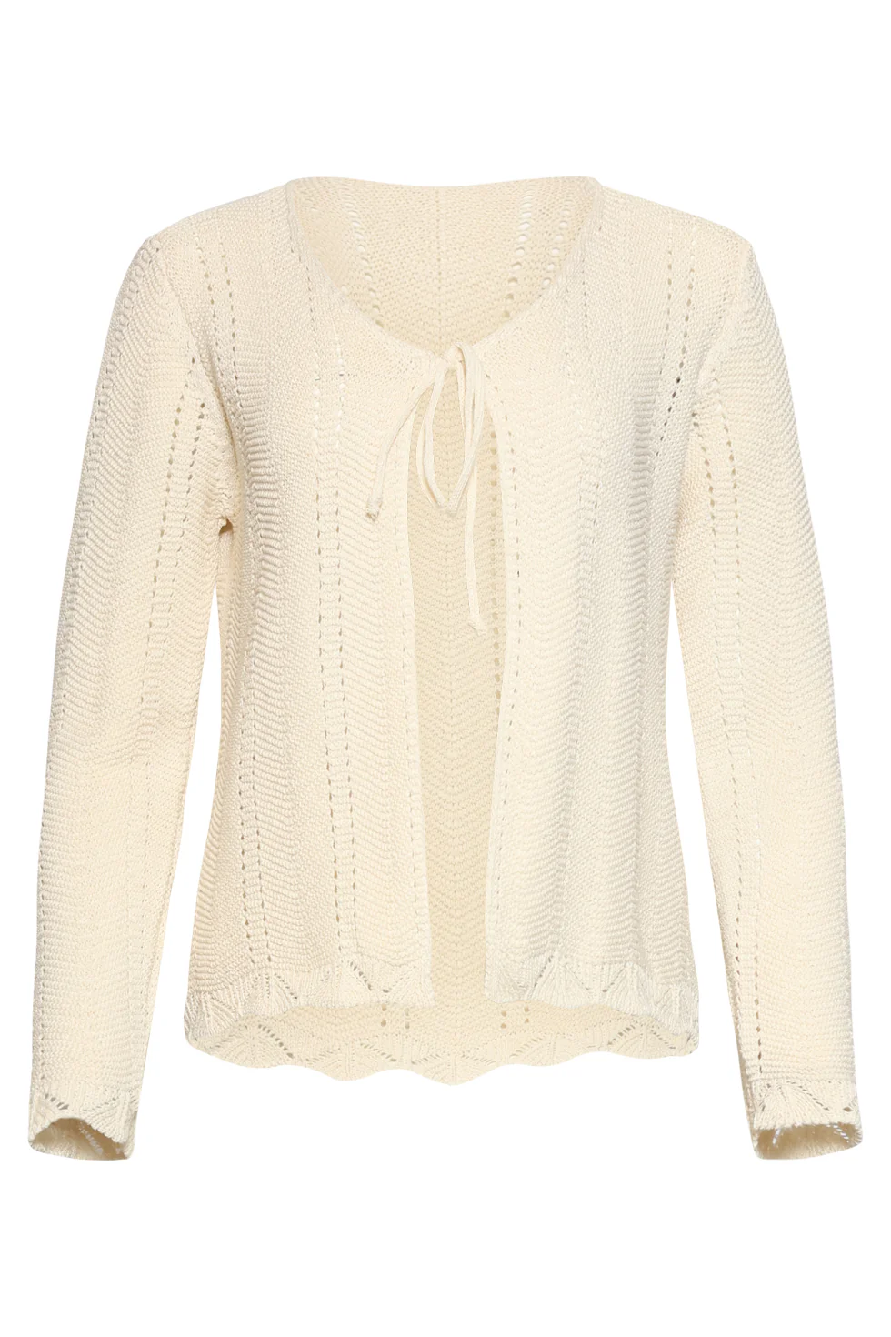 Gebreid Cardigan Met Ajourpatroon En Strikje | Off White - Image 11