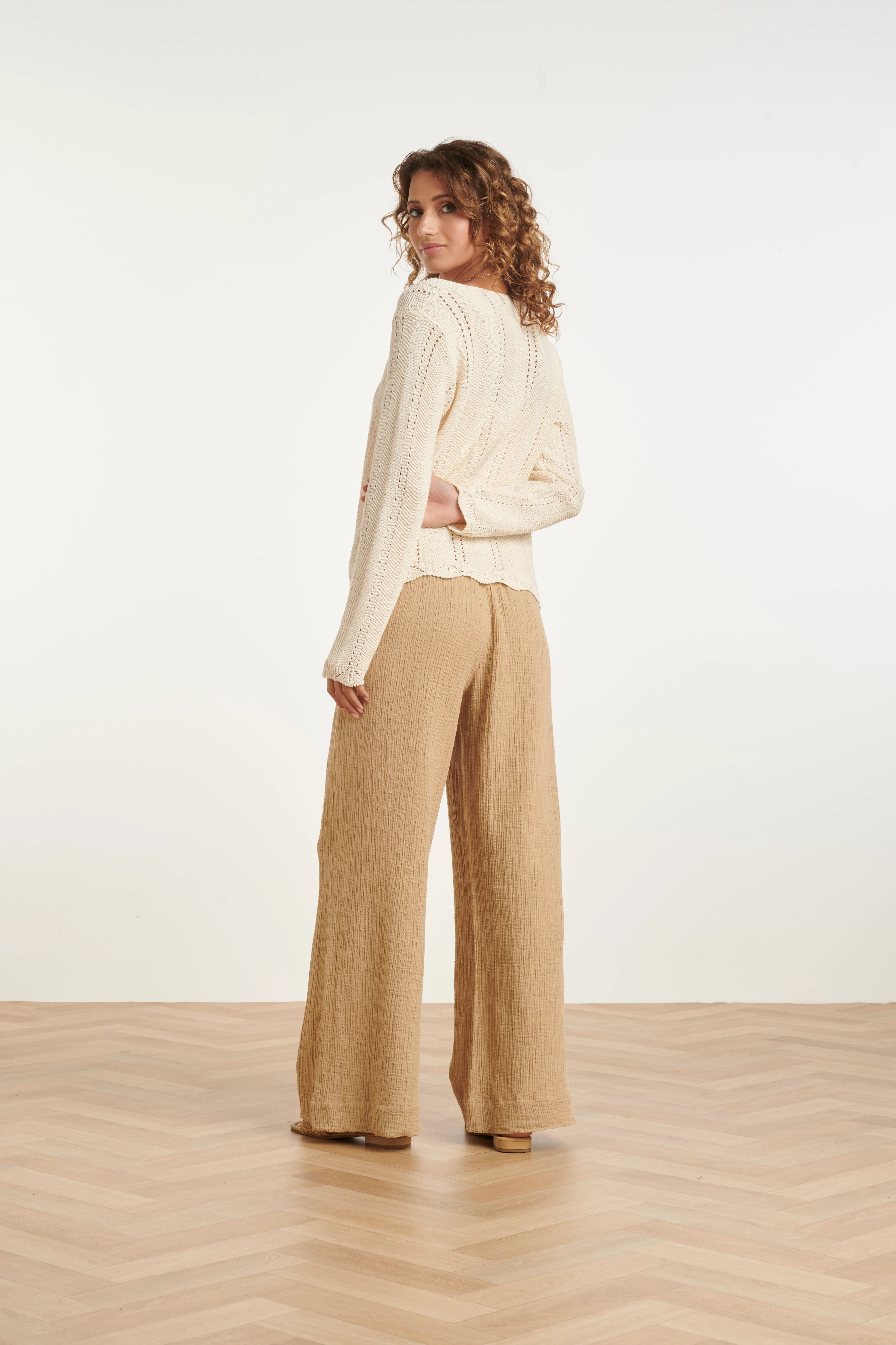 Gebreid Cardigan Met Ajourpatroon En Strikje | Off White - Image 7