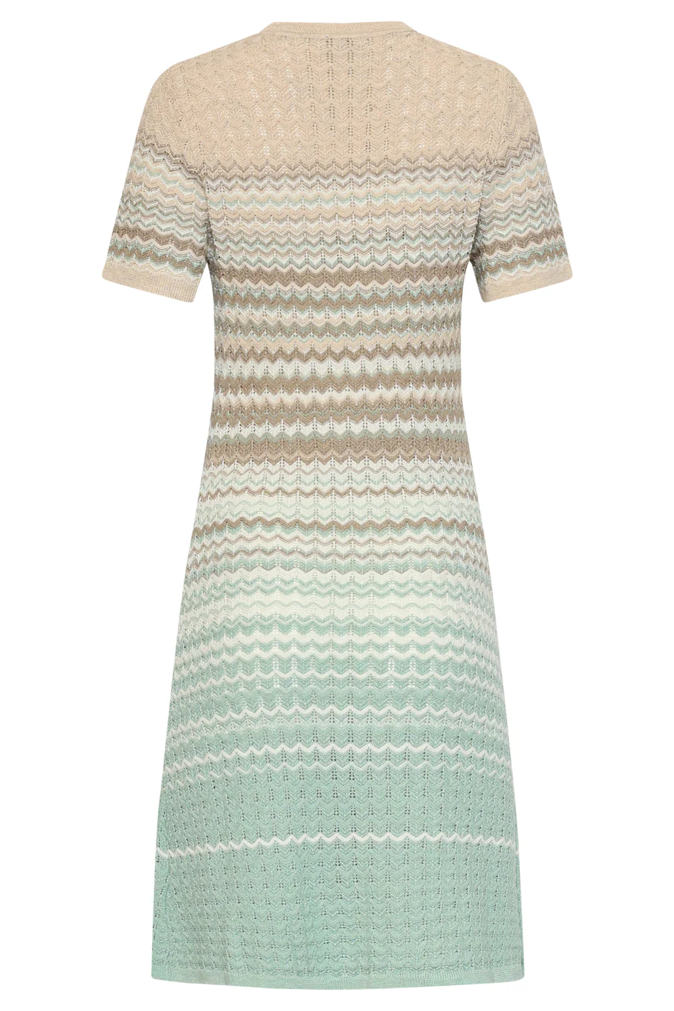 Gebreide Jurk Met Zigzag Print In Groen En Beige | Soft Green - Muticolour - Image 9