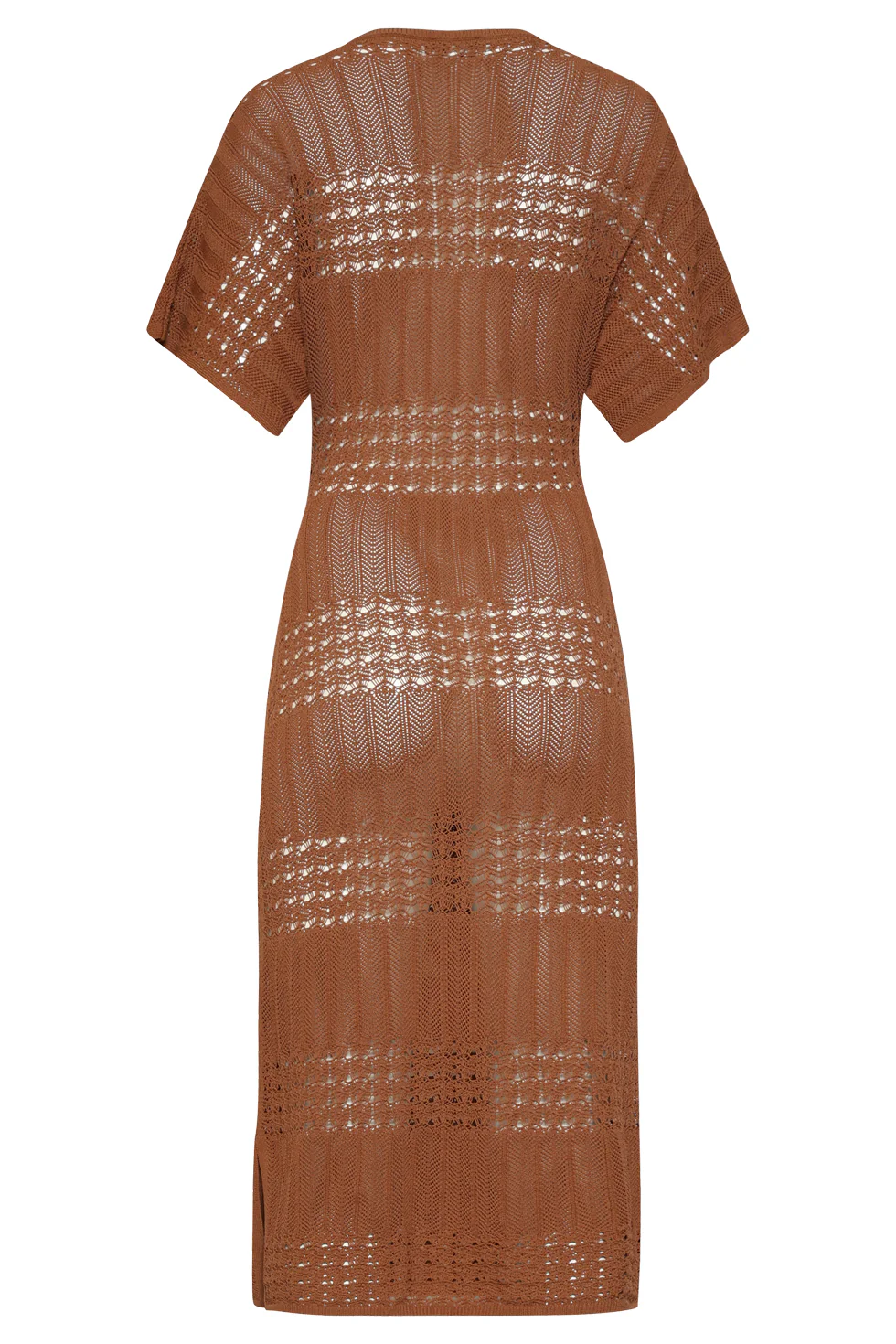 Gebreide Maxi-Jurk Met V-Hals In Bruin | Brown - Image 7