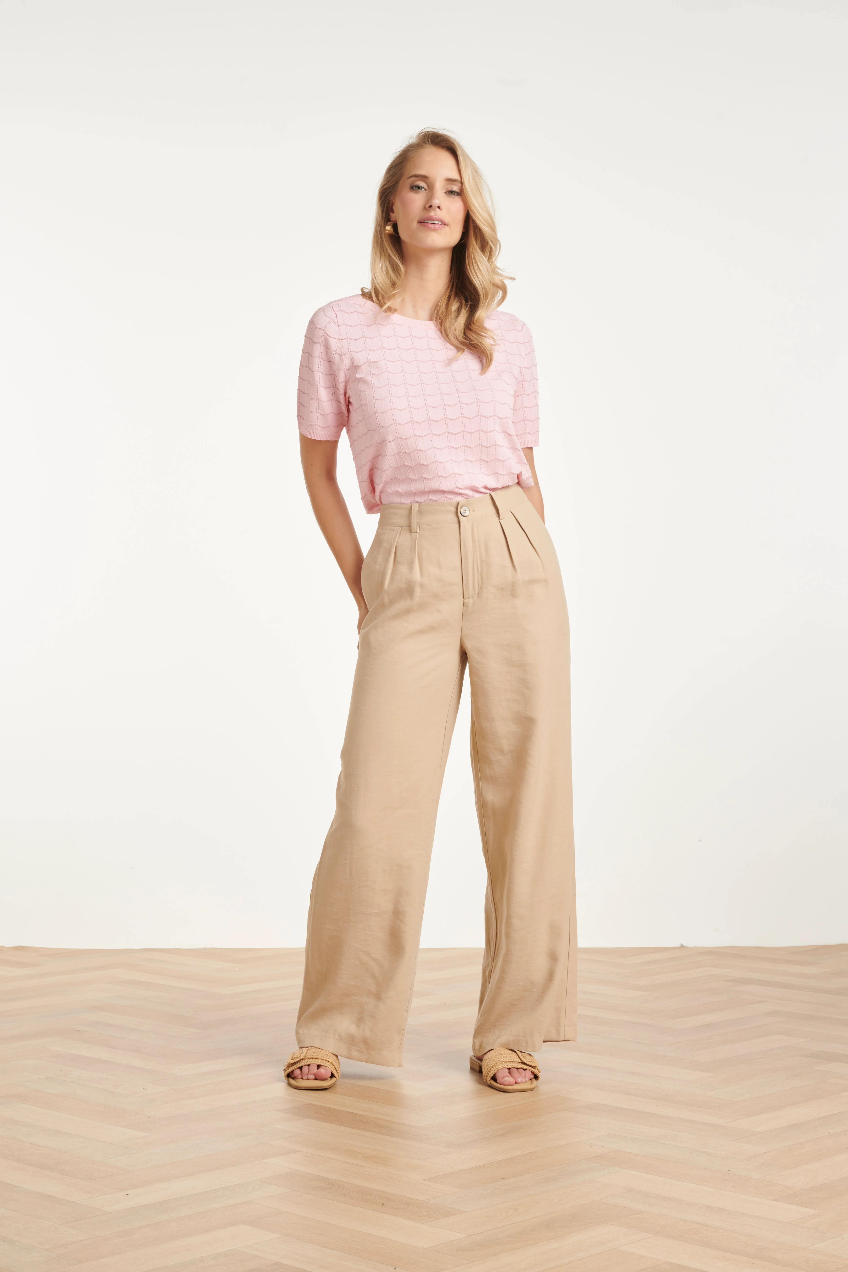 Gebreide Top Met Lurex Golvende Texture | Pink - Gold - Image 3