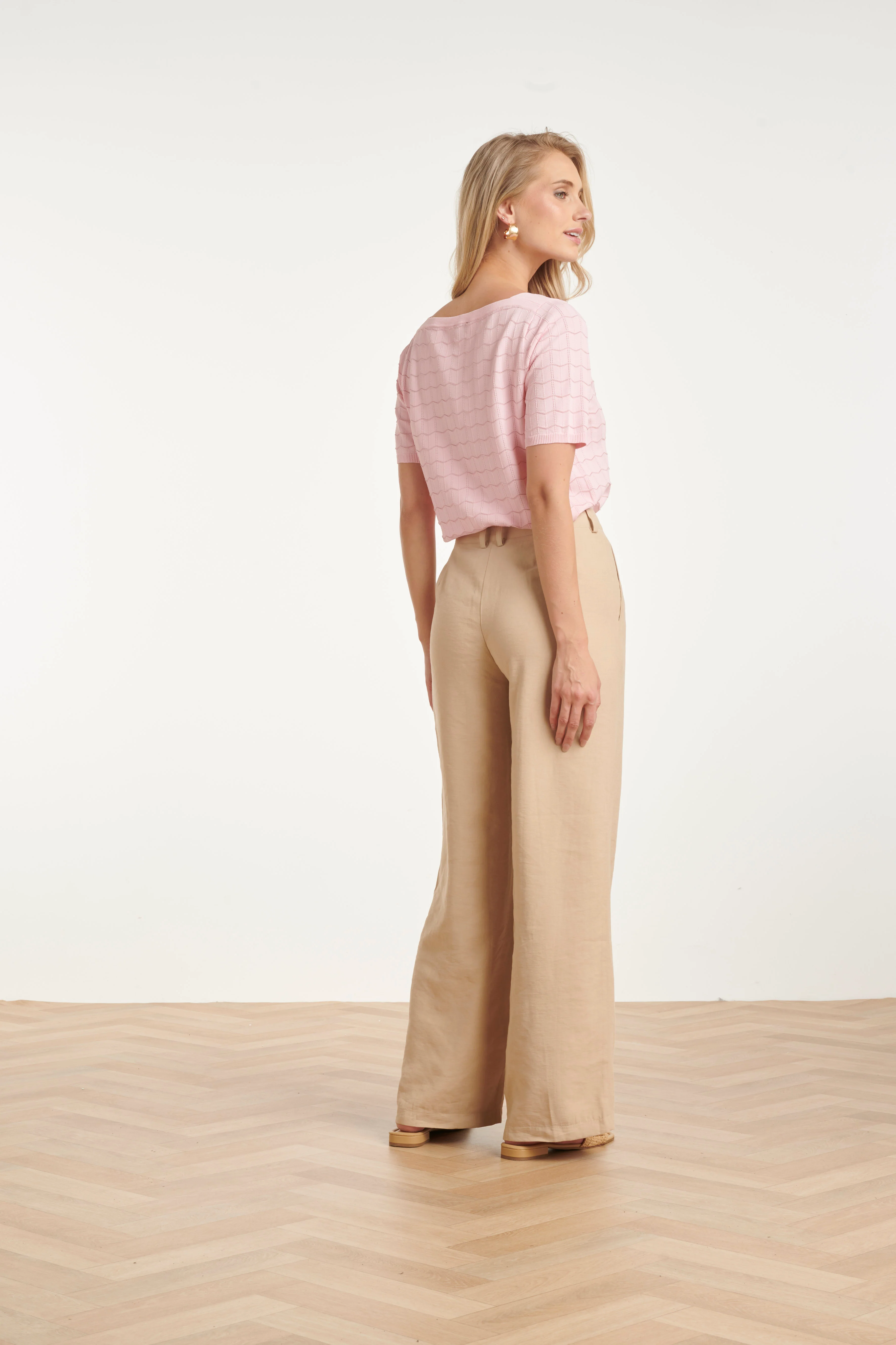 Gebreide Top Met Lurex Golvende Texture | Pink - Gold - Image 5
