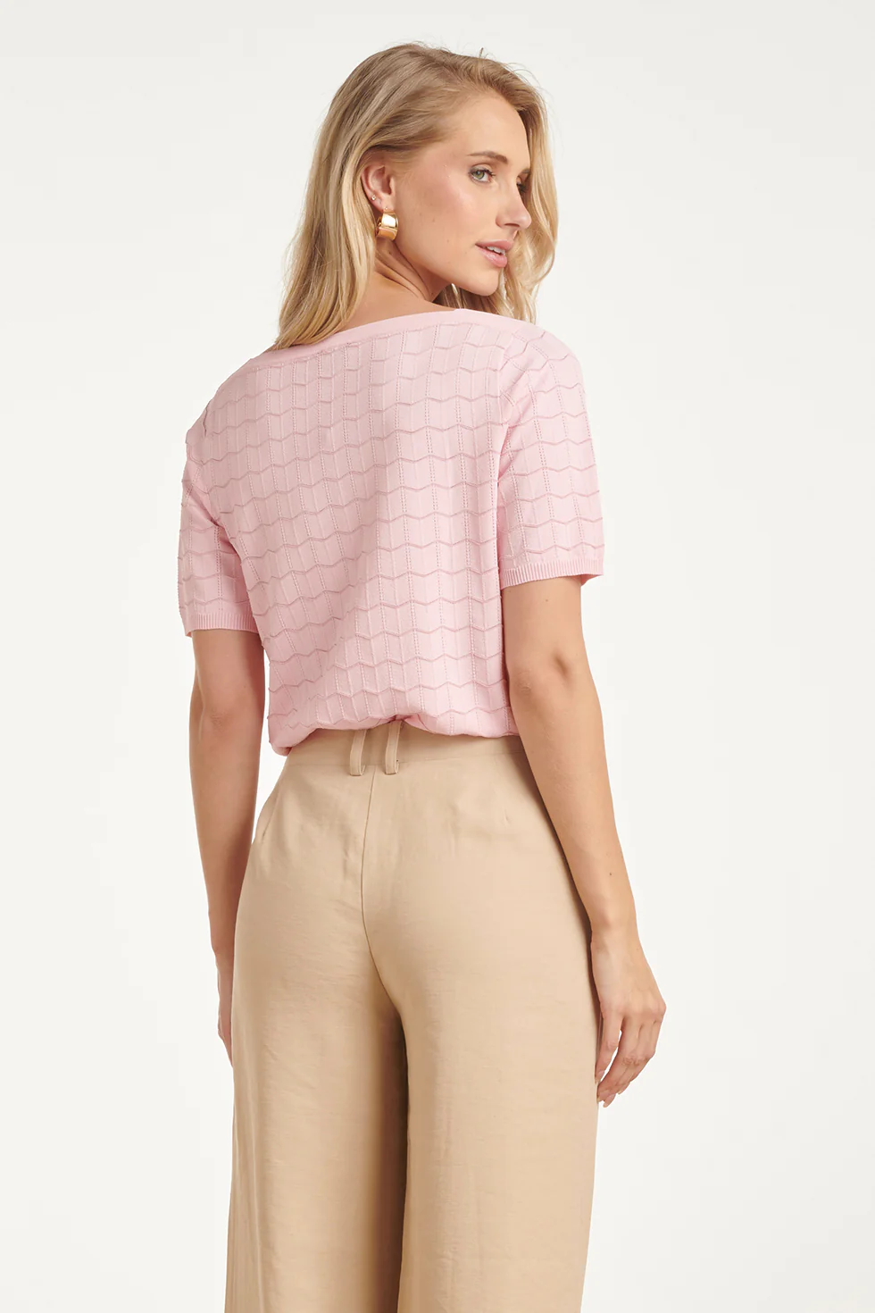 Gebreide Top Met Lurex Golvende Texture | Pink - Gold - Image 6