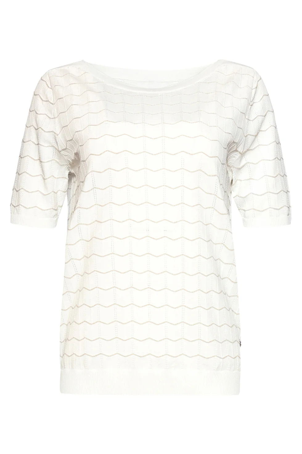 Gebreide Top Met Lurex Golvende Texture | White - Gold - Image 11