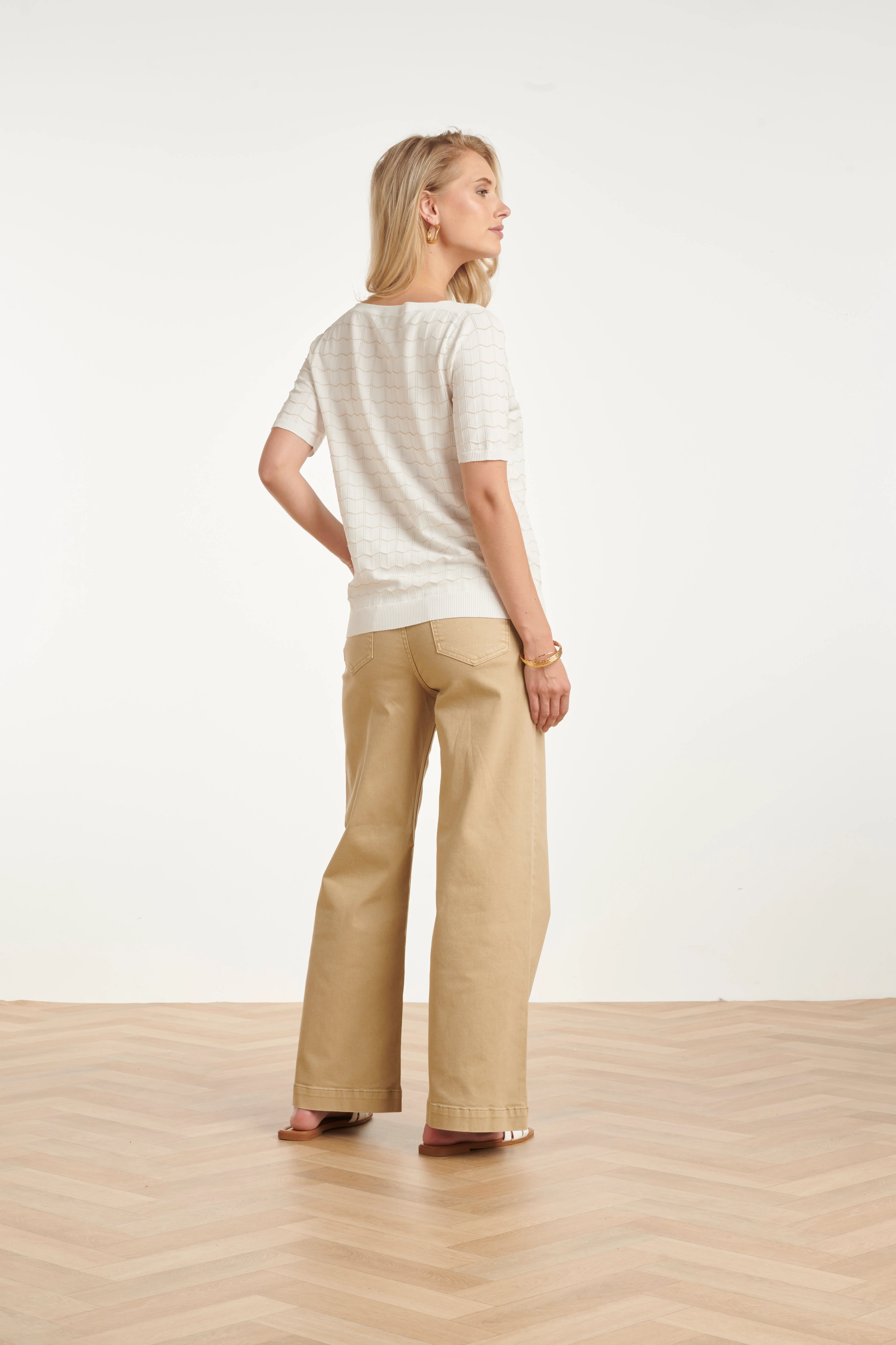 Gebreide Top Met Lurex Golvende Texture | White - Gold - Image 7