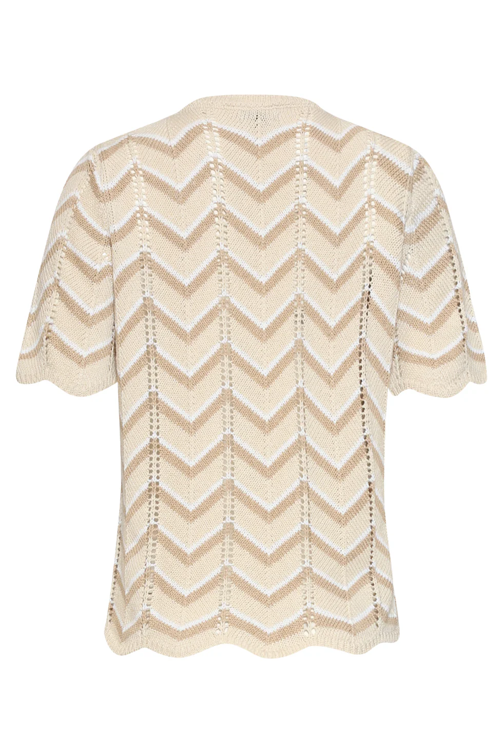 Gebreide Top Met Zigzag Print En Ajourdetails | Sand - Off White - Image 14