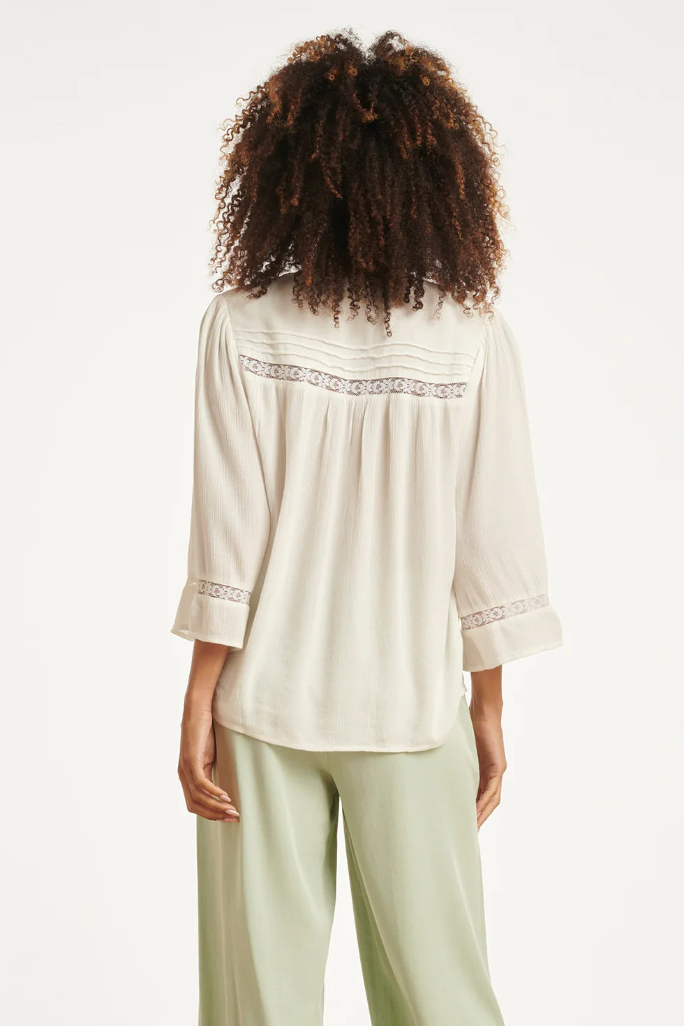 Gebroken Wit Blouse Met Kant En Fijne Details | Off White - Image 12