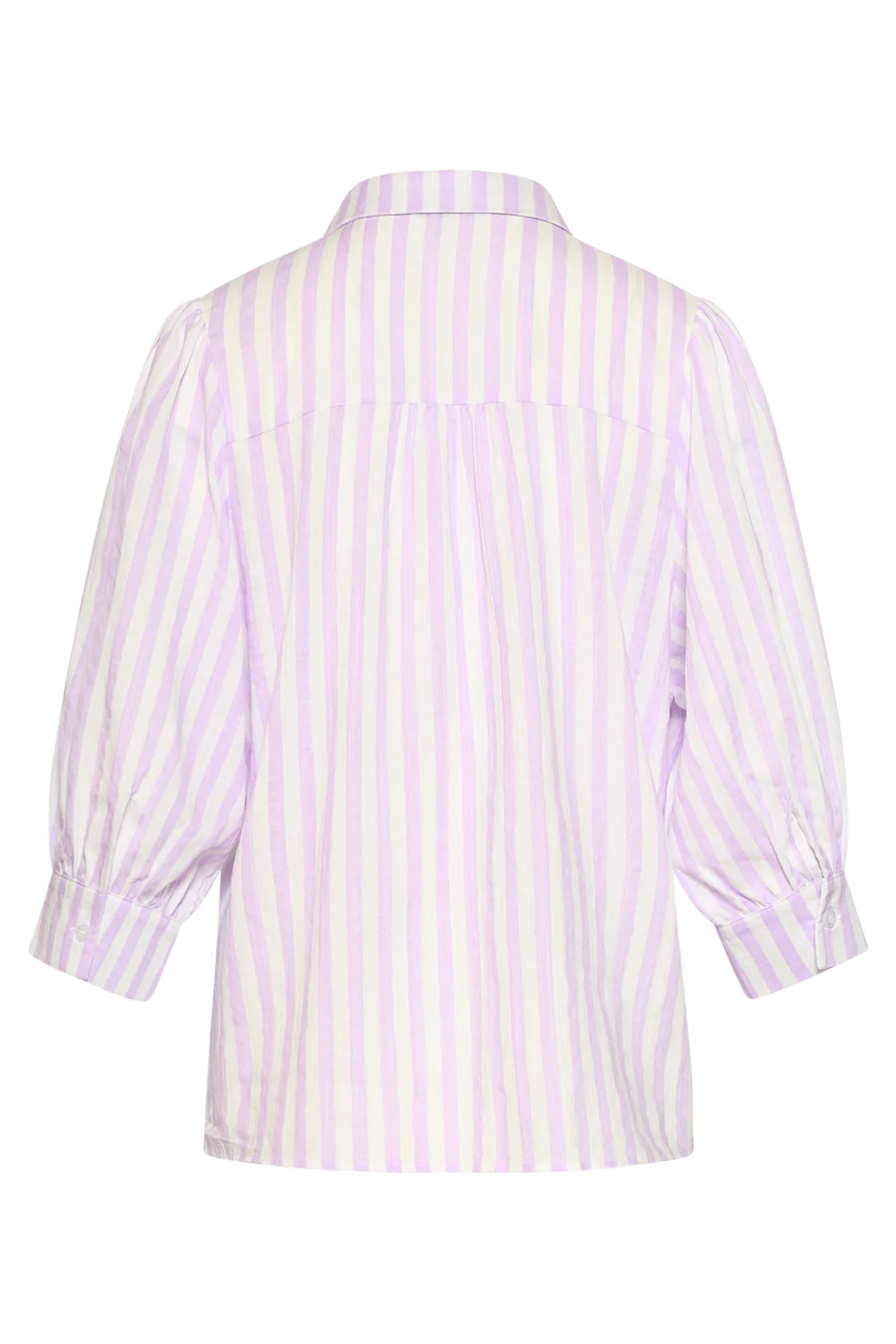 Gestreepte Dames Blouse Met Pofmouwen | Lilac - White - Image 7