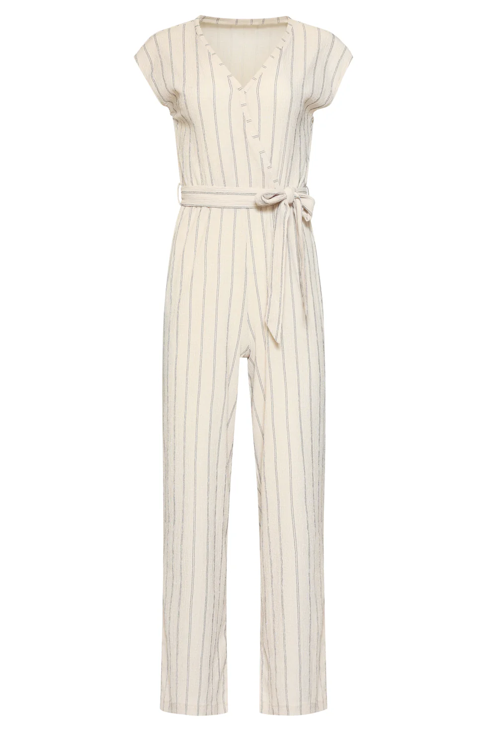 Gestreepte Jumpsuit Met Ingeweven Structuur | Off White - Black - Image 4