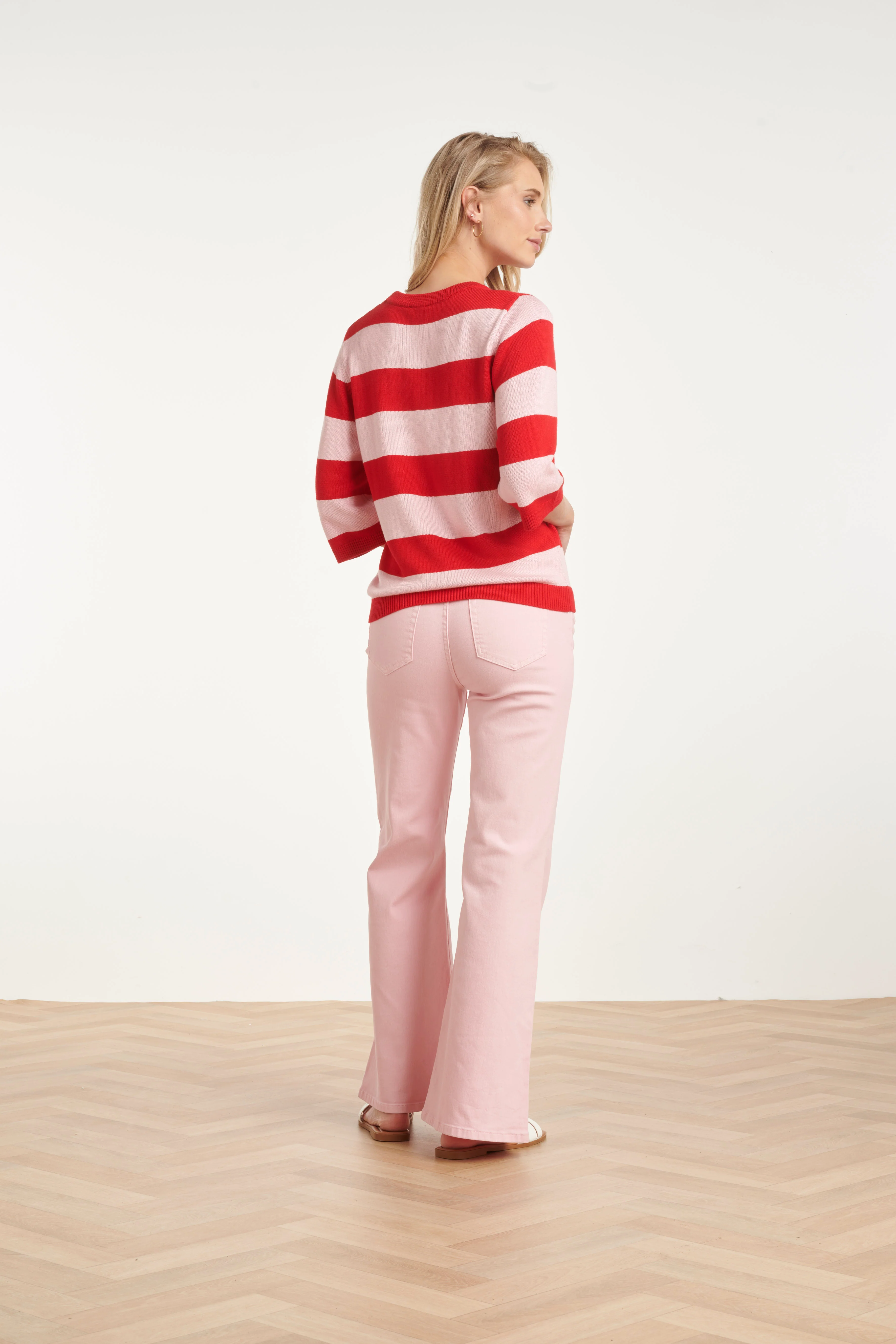 Gestreepte Knit Trui β Rood & Roze Colourblock | Red - Pink - Image 10