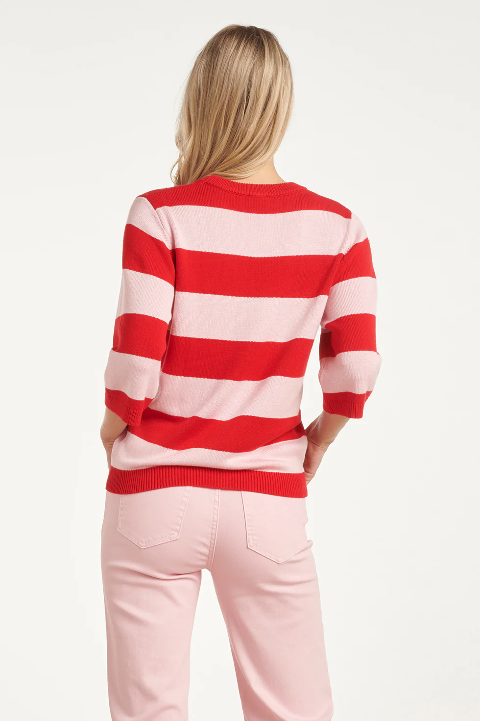 Gestreepte Knit Trui β Rood & Roze Colourblock | Red - Pink - Image 12