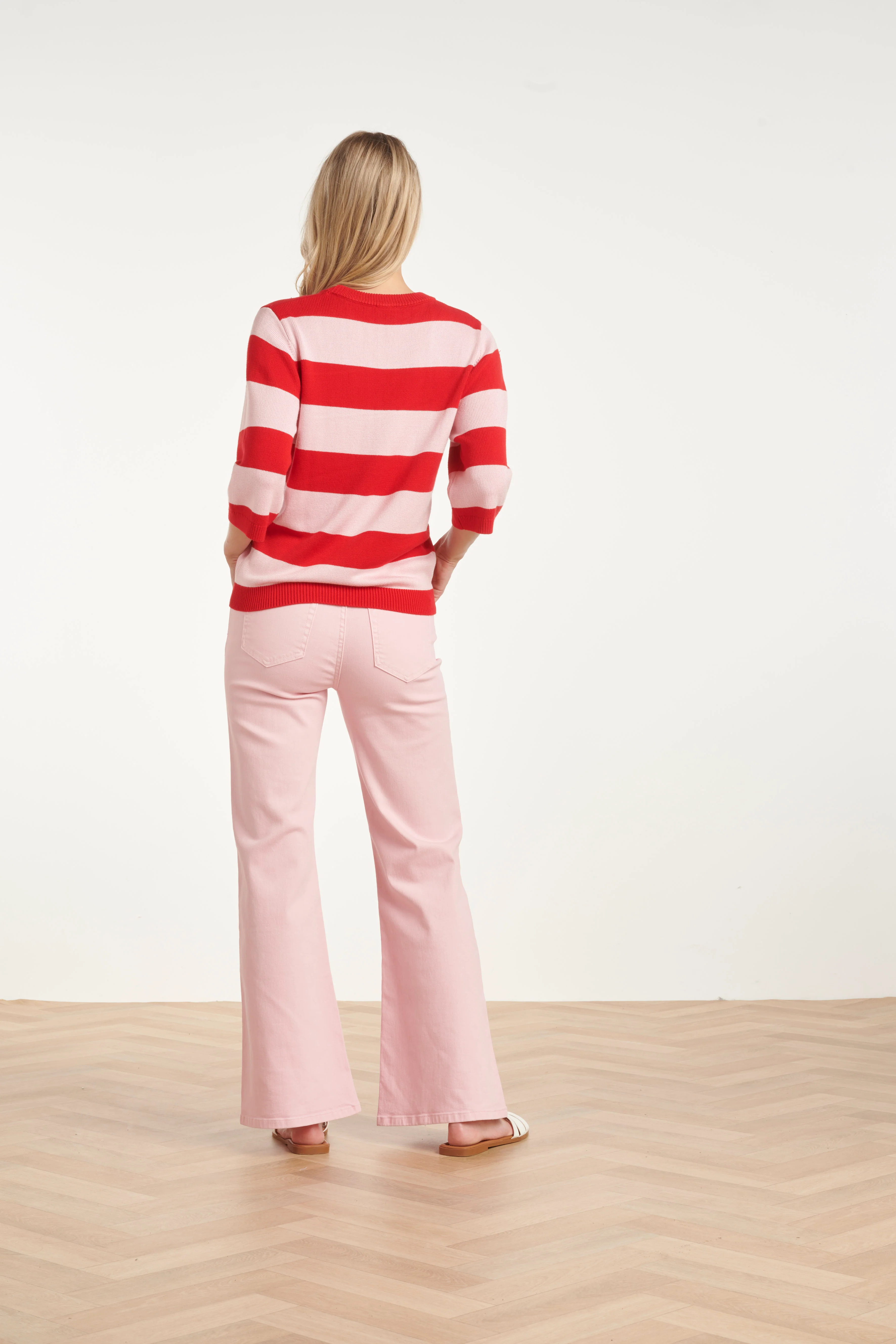 Gestreepte Knit Trui β Rood & Roze Colourblock | Red - Pink - Image 9