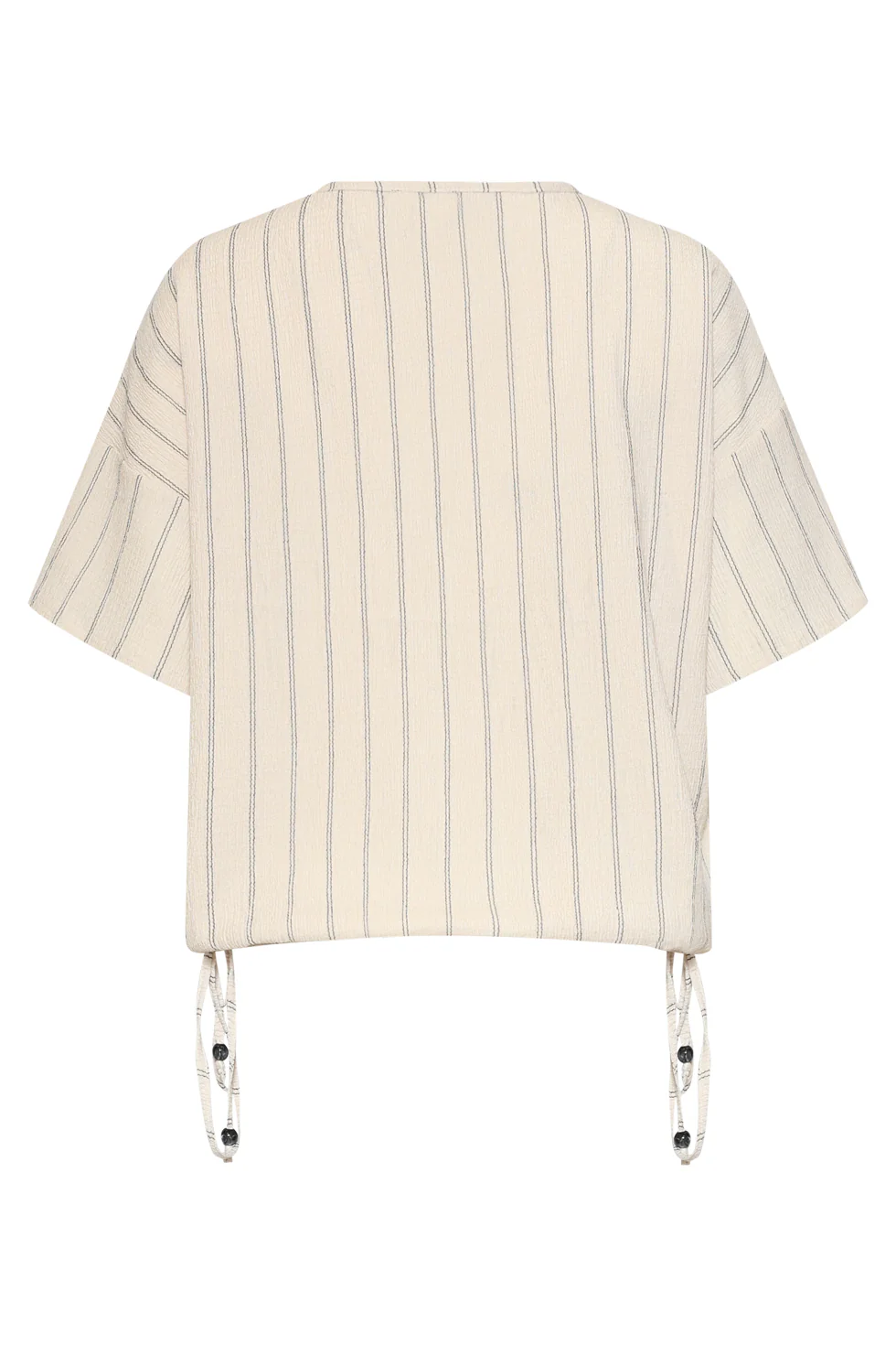 Gestreepte Top Met Ingeweven Structuur En Verstelbare Zoom | Off White - Black - Image 13