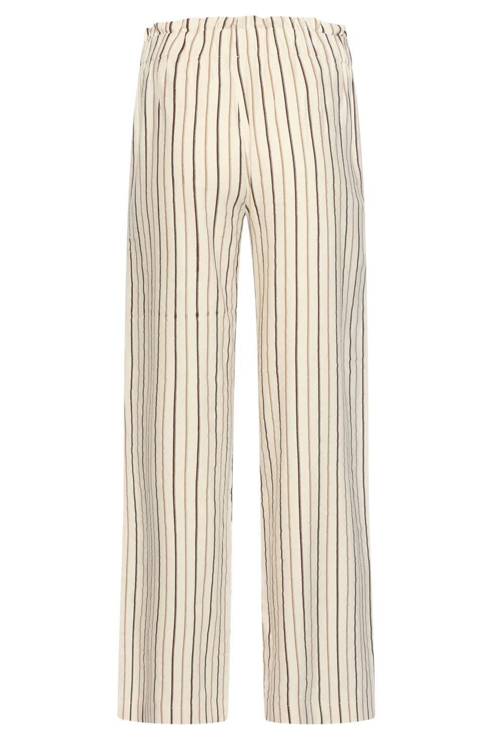 Gestreepte Wide Leg Broek Met Knoopdetail | Sand - Brown - Image 7
