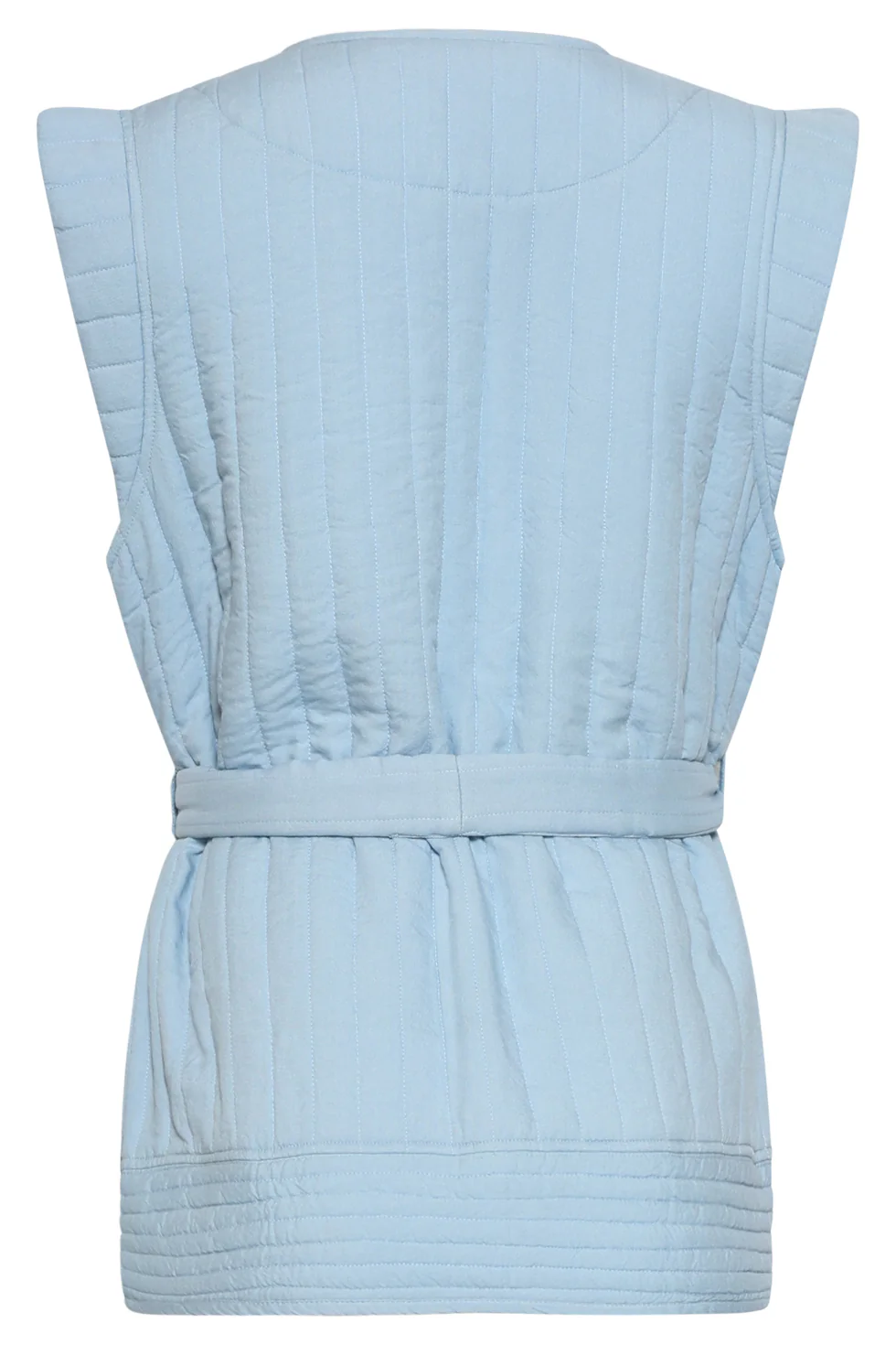 Gevoerde Bodywarmer Met Strikceintuur | Denim - Image 7
