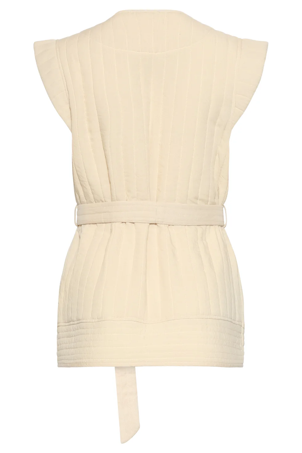 Gevoerde Bodywarmer Met Strikceintuur | Sand - Image 14