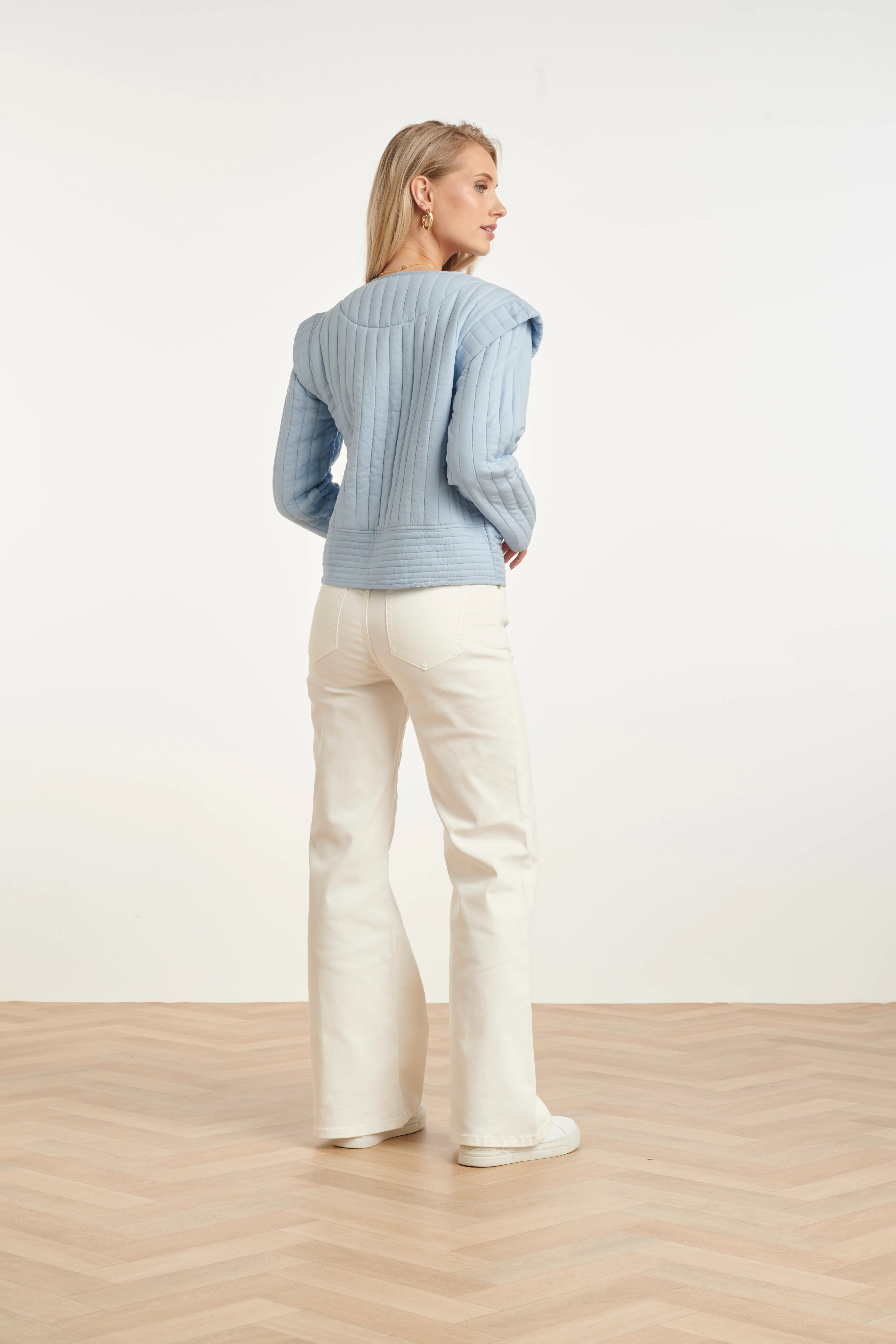 Gevoerde Jasje Met Structuur En Knoopsluiting | Denim - Image 4
