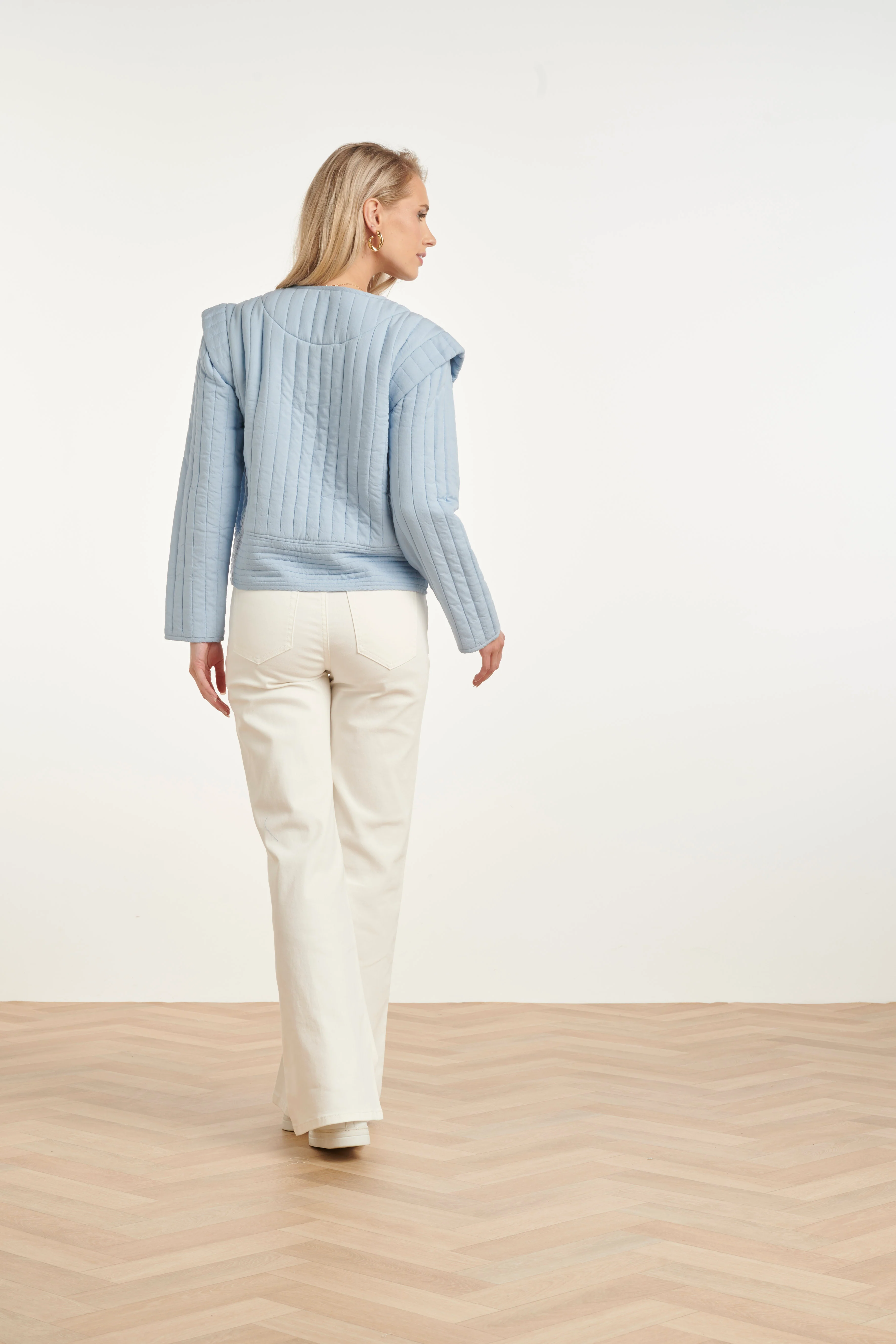 Gevoerde Jasje Met Structuur En Knoopsluiting | Denim - Image 5