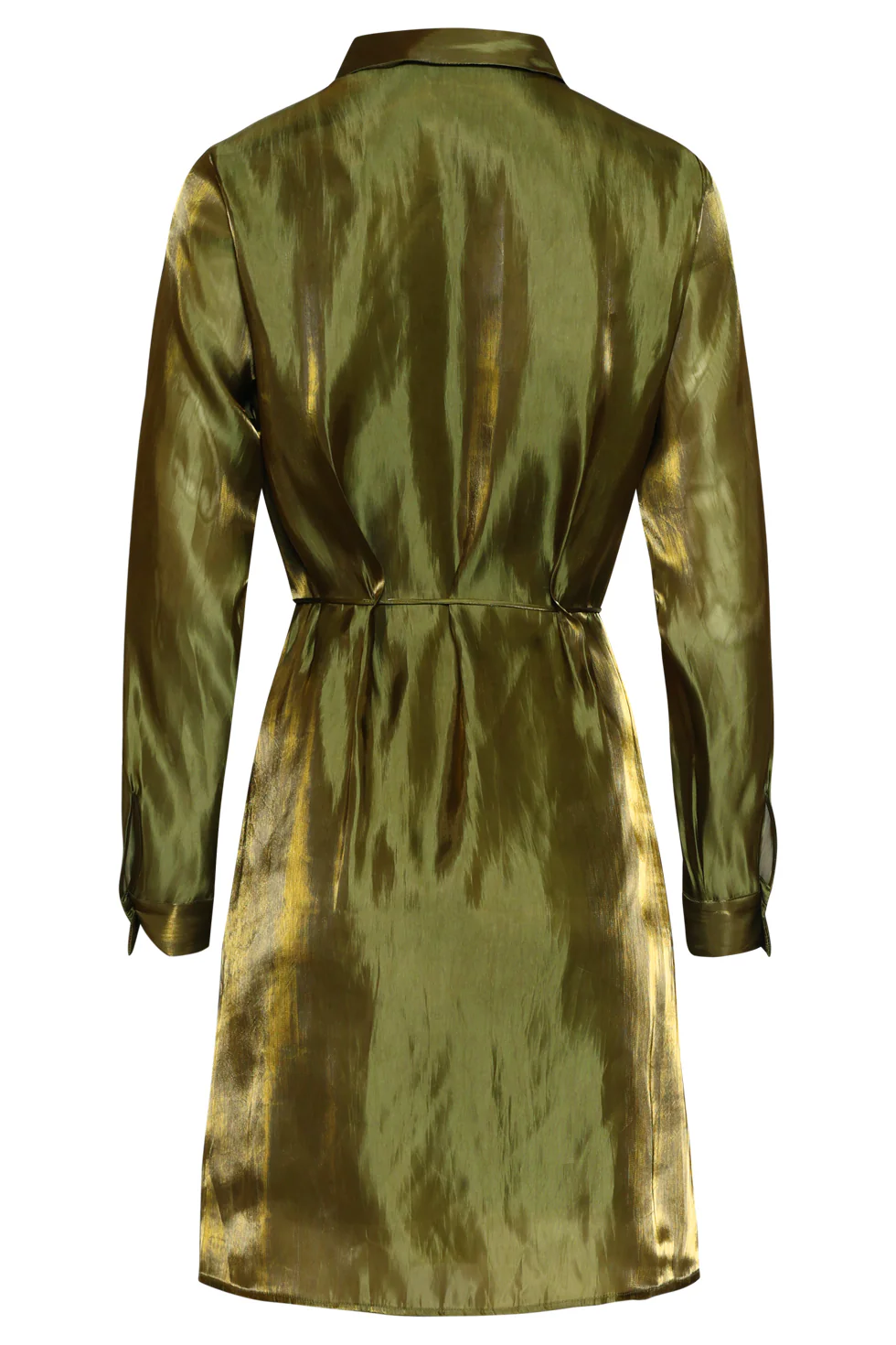 Glanzende Midi-Jurk Met Taillekoord | Army - Image 7