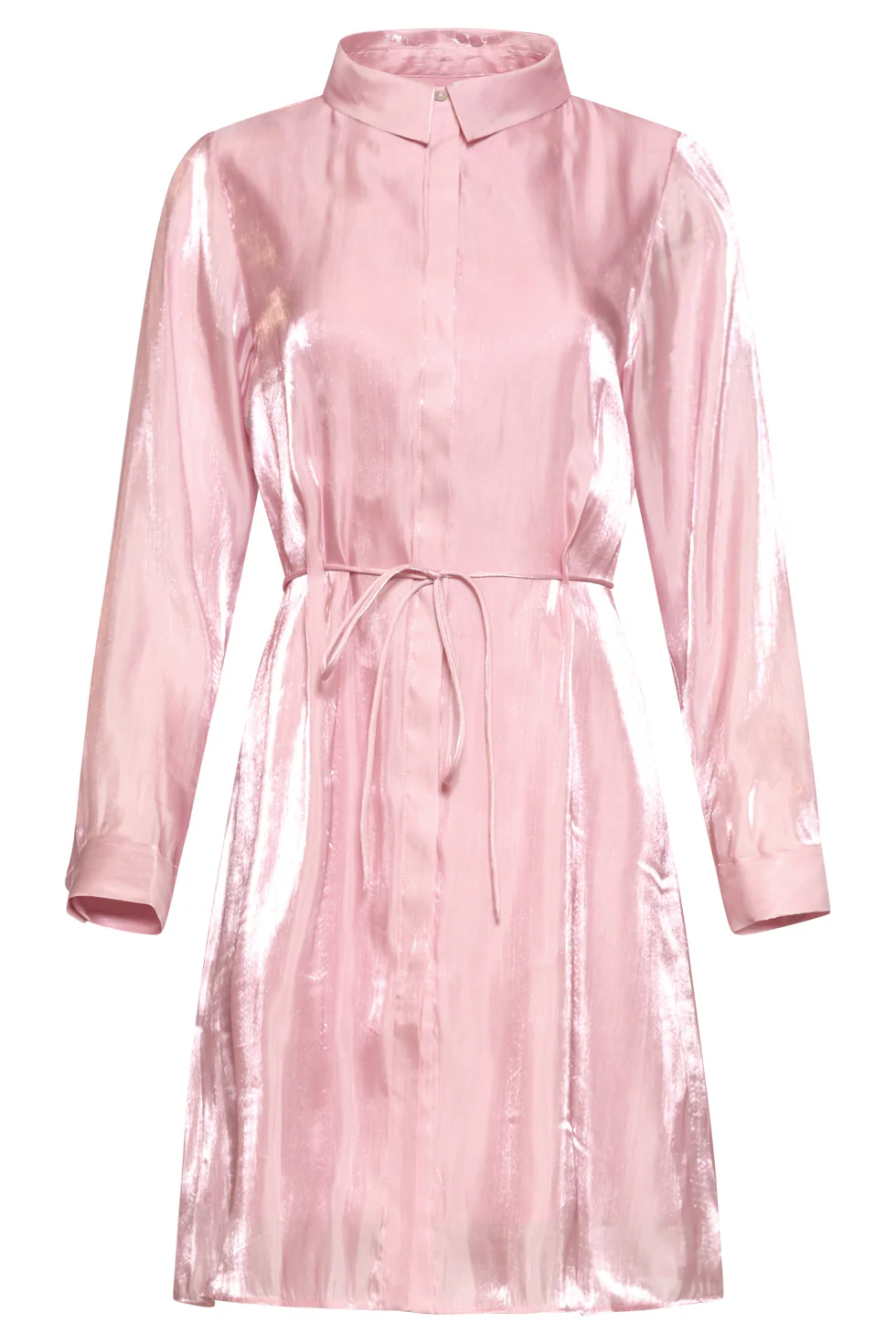 Glanzende Midi-Jurk Met Taillekoord | Pink - Image 2