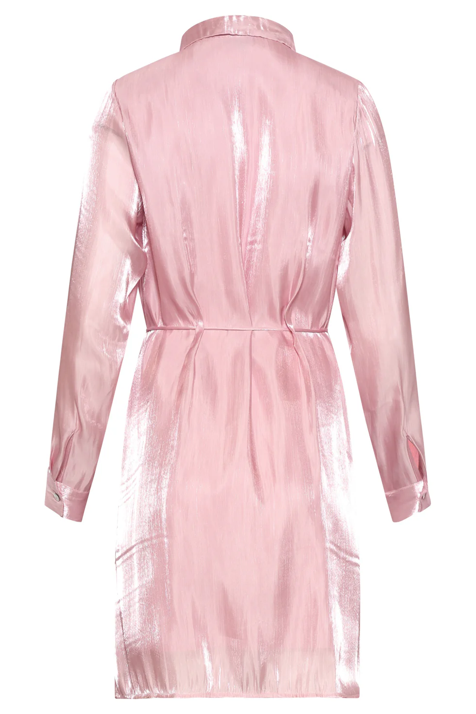 Glanzende Midi-Jurk Met Taillekoord | Pink - Image 7