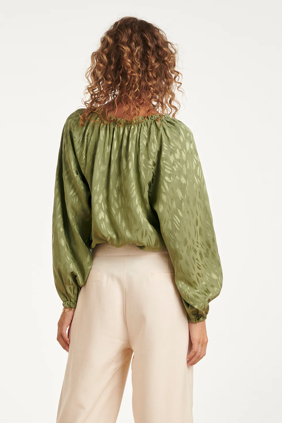Glinsterende Top Met Strikdetail In Olijfgroen | Army - Image 12