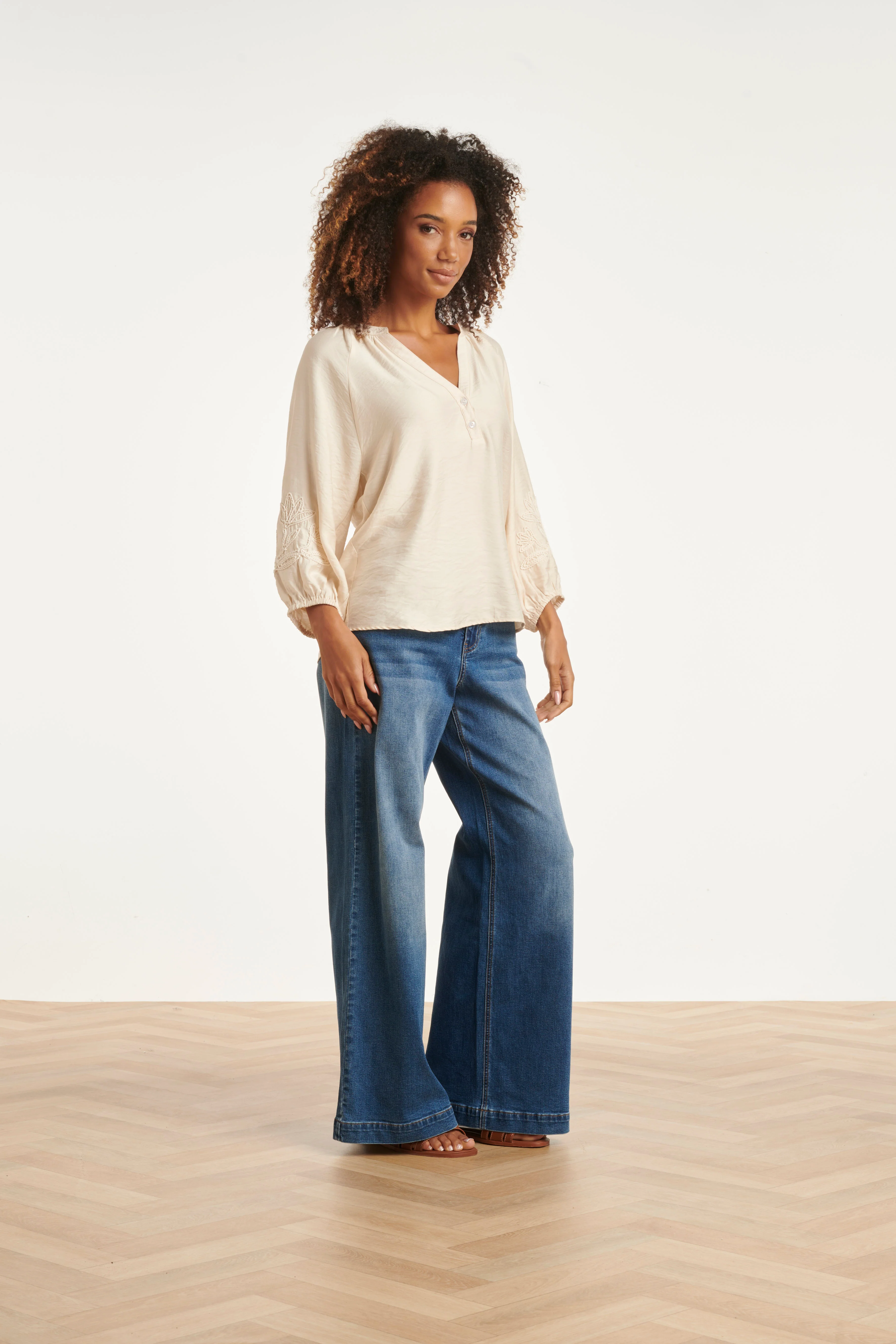 High-Waisted Wide Leg Jeans | Medium Blue Denim - Image 4