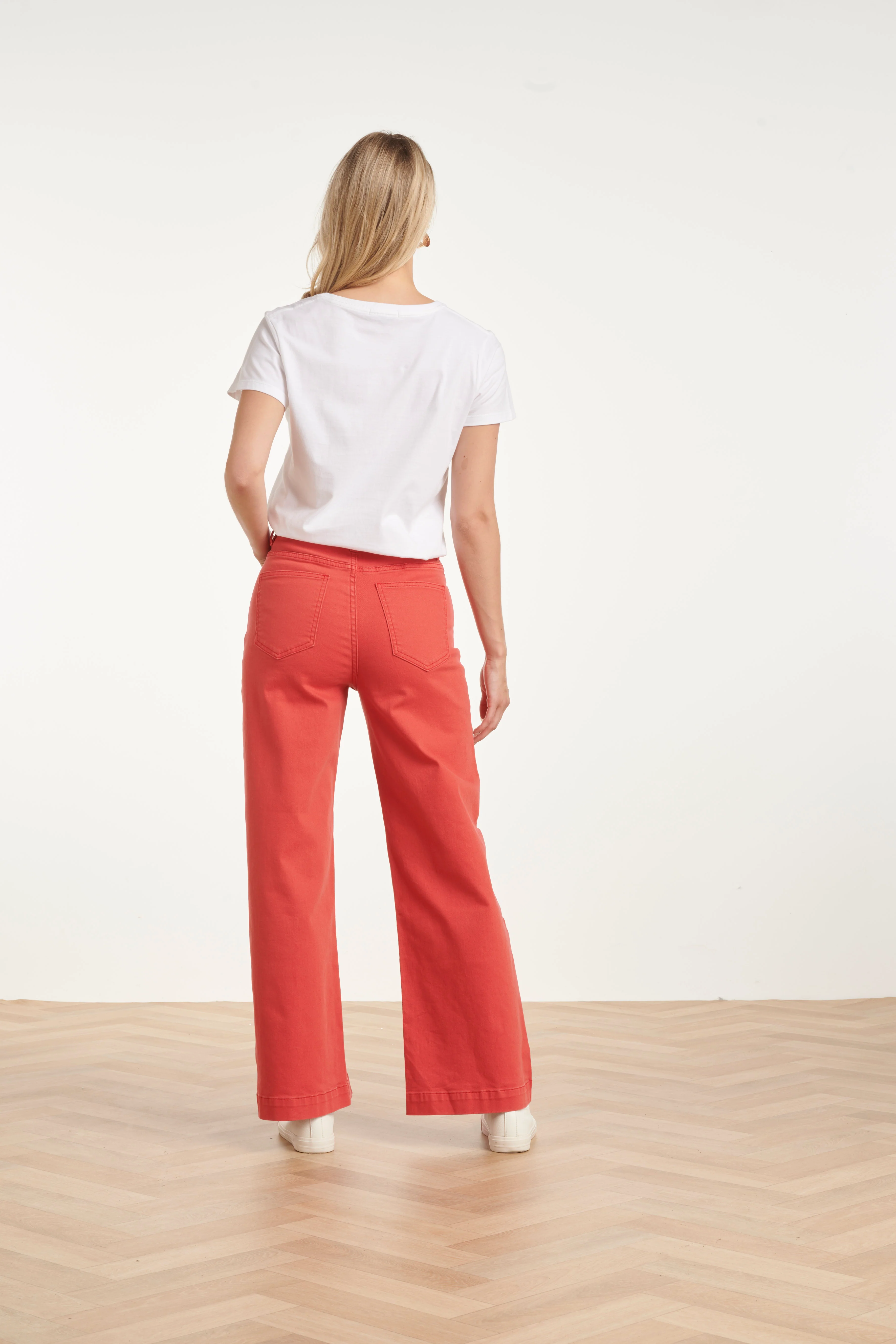 High-Waisted Wide Leg Jeans | Red - Image 5