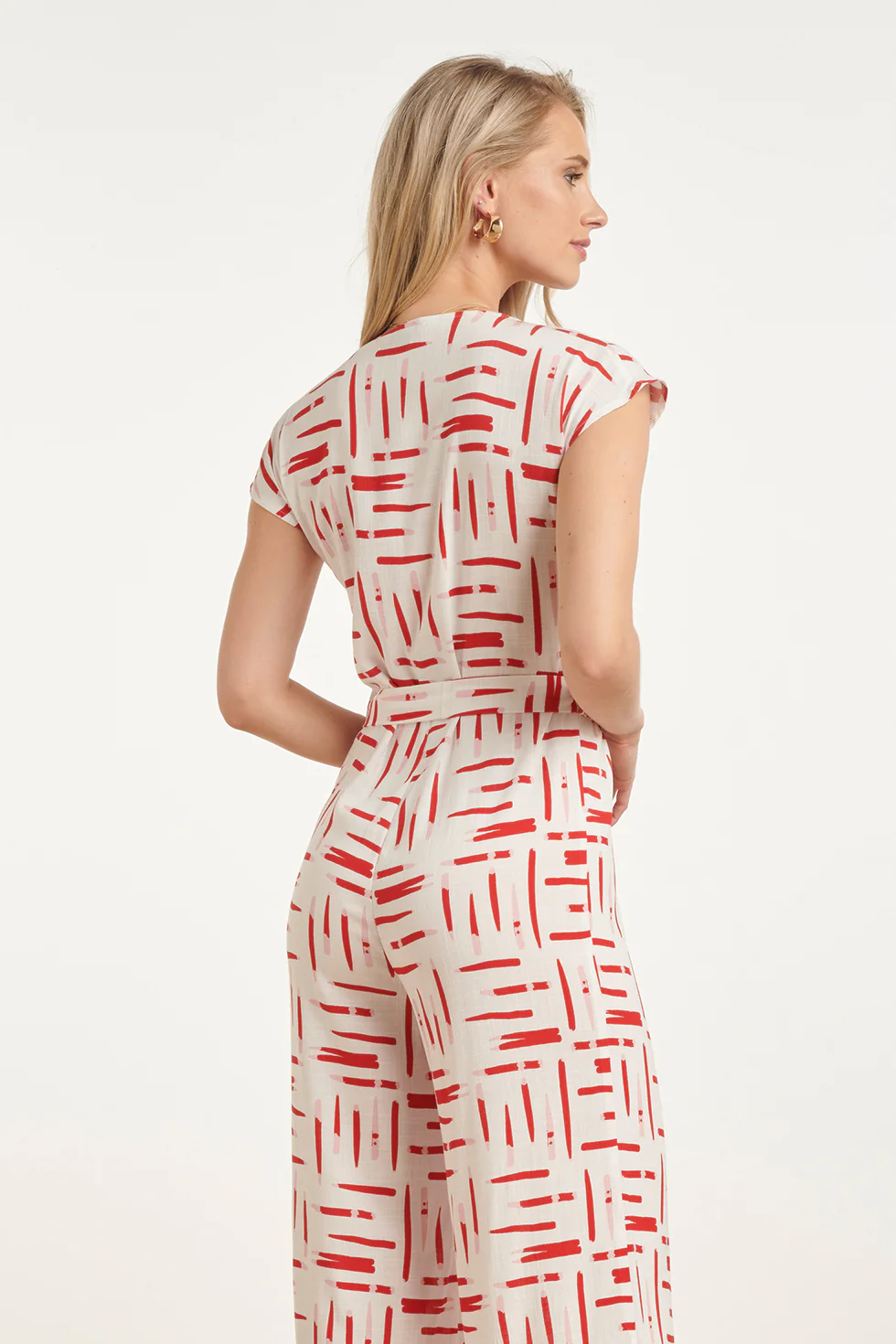 Jumpsuit Met Grafische Streep Print Rood/Wit | White - Muticolour - Image 5