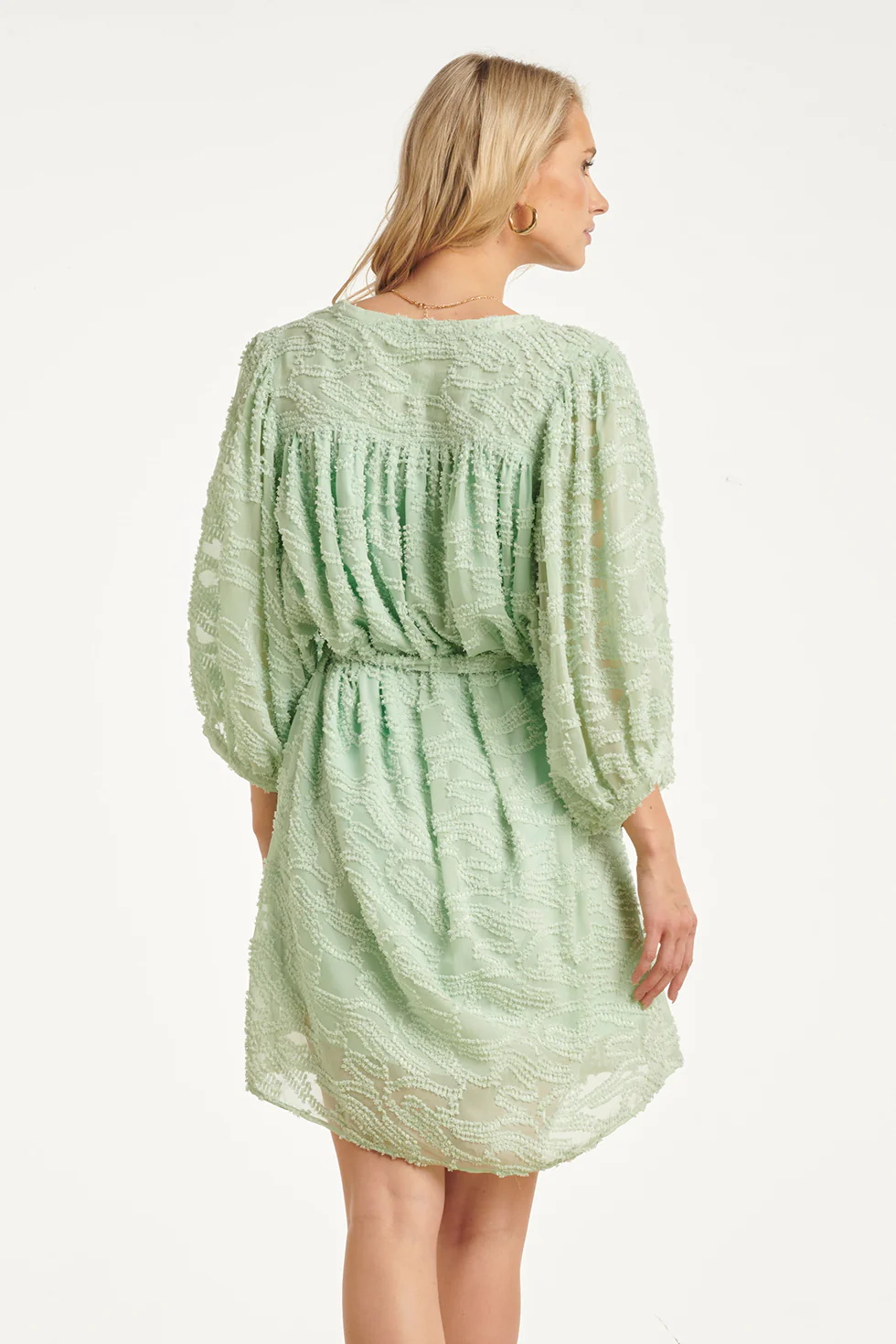 Jurk Met Abstracte Structuurstof | Soft Green - Image 12
