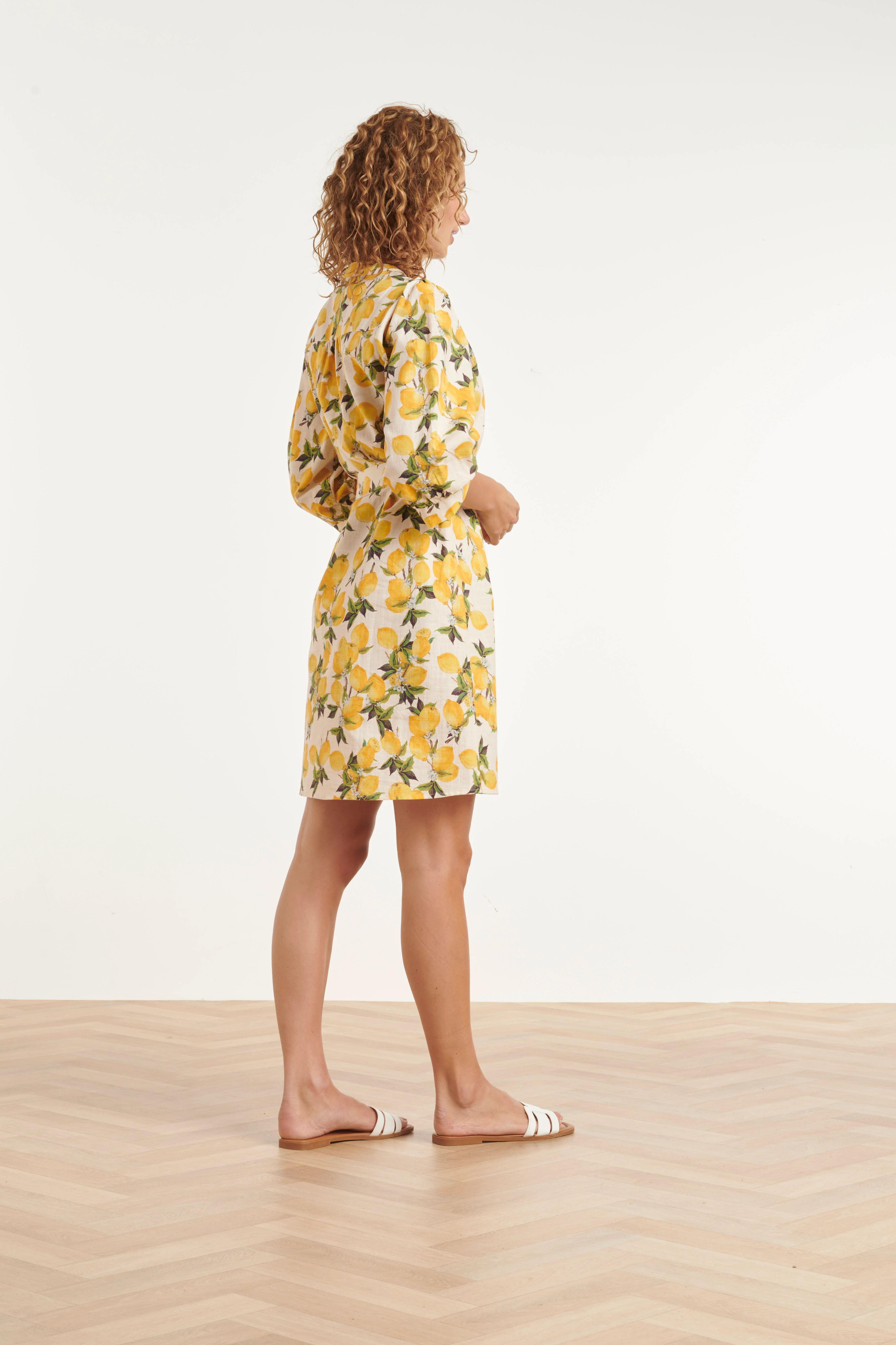 Jurk Met Citroenprint In Geel En Groen Met Ceintuur | Off White - Yellow - Image 5