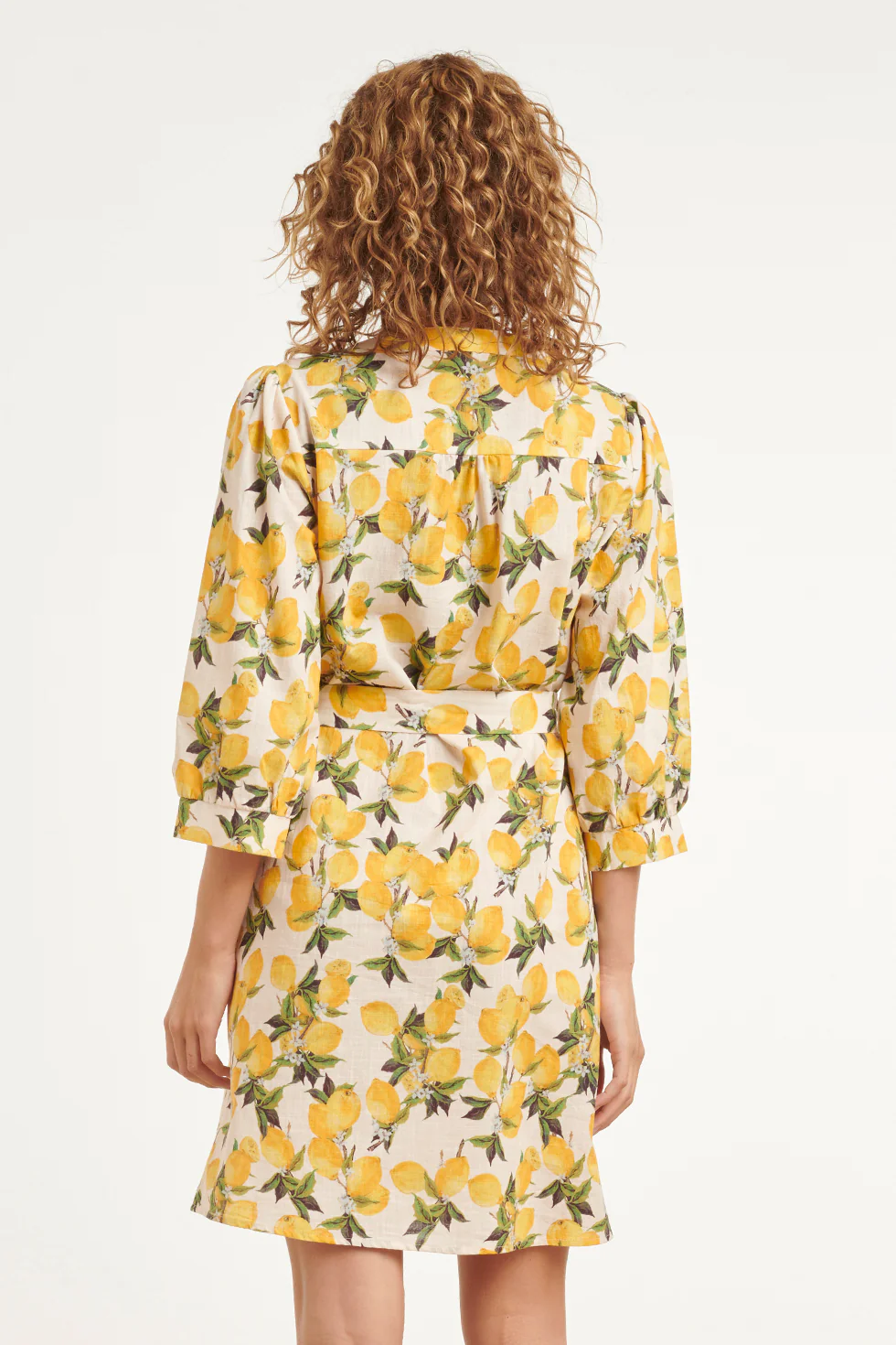 Jurk Met Citroenprint In Geel En Groen Met Ceintuur | Off White - Yellow - Image 6