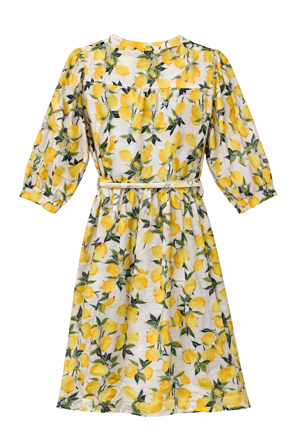 Jurk Met Citroenprint In Geel En Groen Met Ceintuur | Off White - Yellow - Image 7