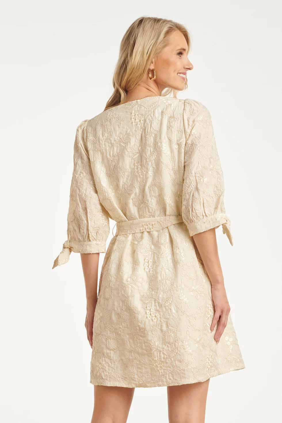 Jurk Met Pailletten En Borduurdetails | Off White - Silver - Image 12